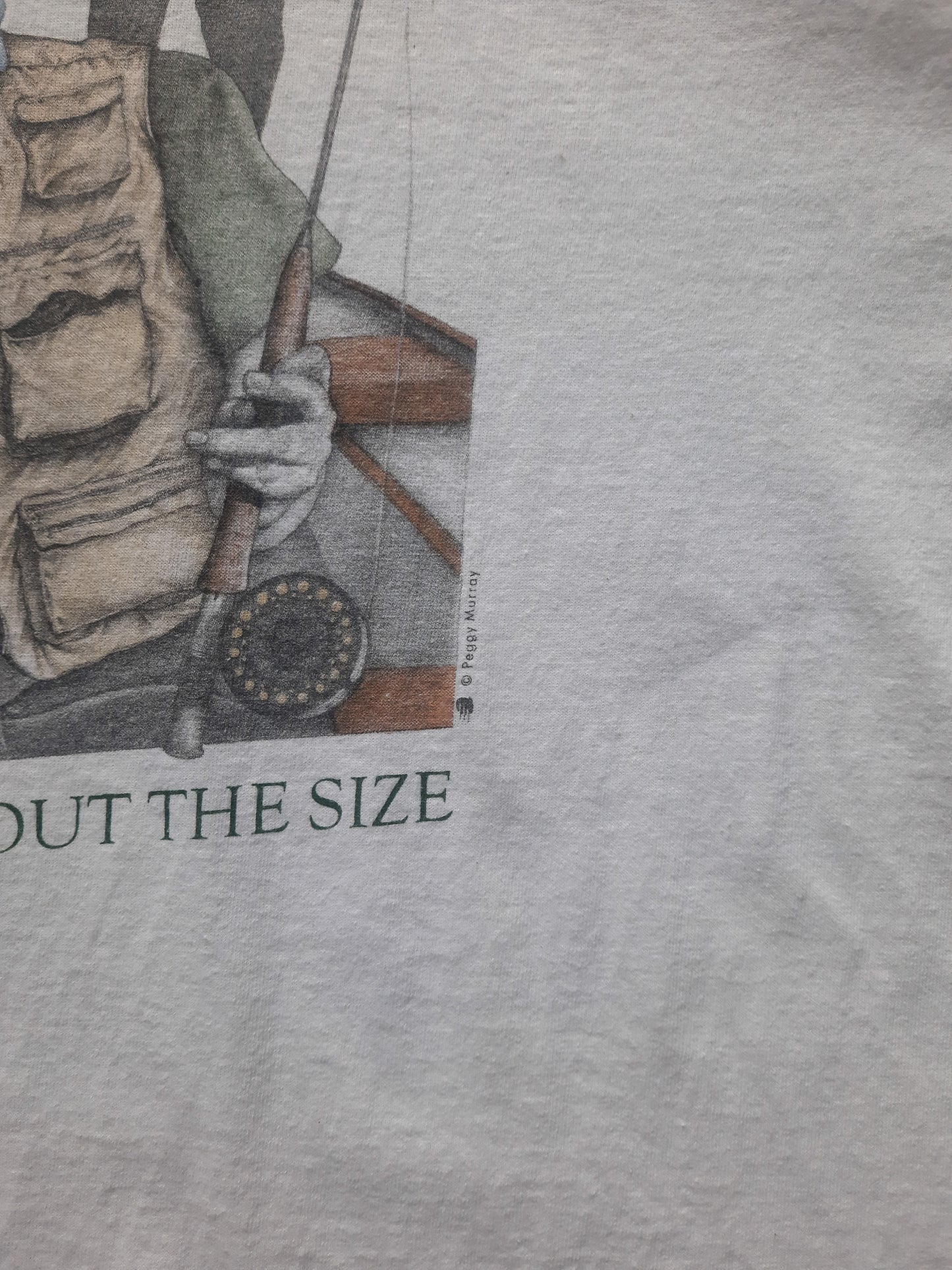 Vintage 90s Peggy Murray ‘Real Women Never Lie About Size’ Fishing T-Shirt (M)