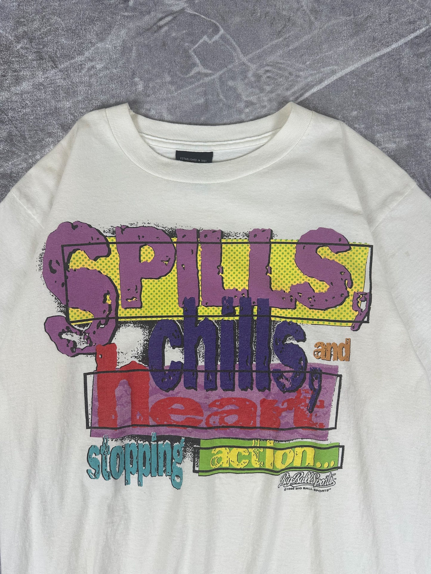 Vintage 1995 Big Ball Sports Cheerleading Football Heavyweight T-Shirt (M)