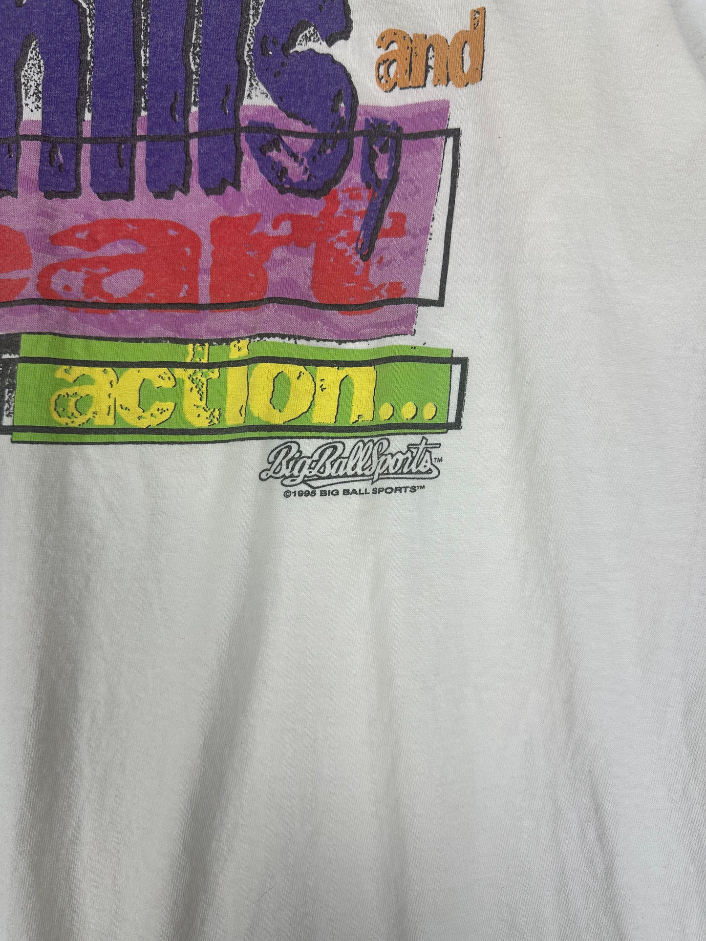 Vintage 1995 Big Ball Sports Cheerleading Football Heavyweight T-Shirt (M)