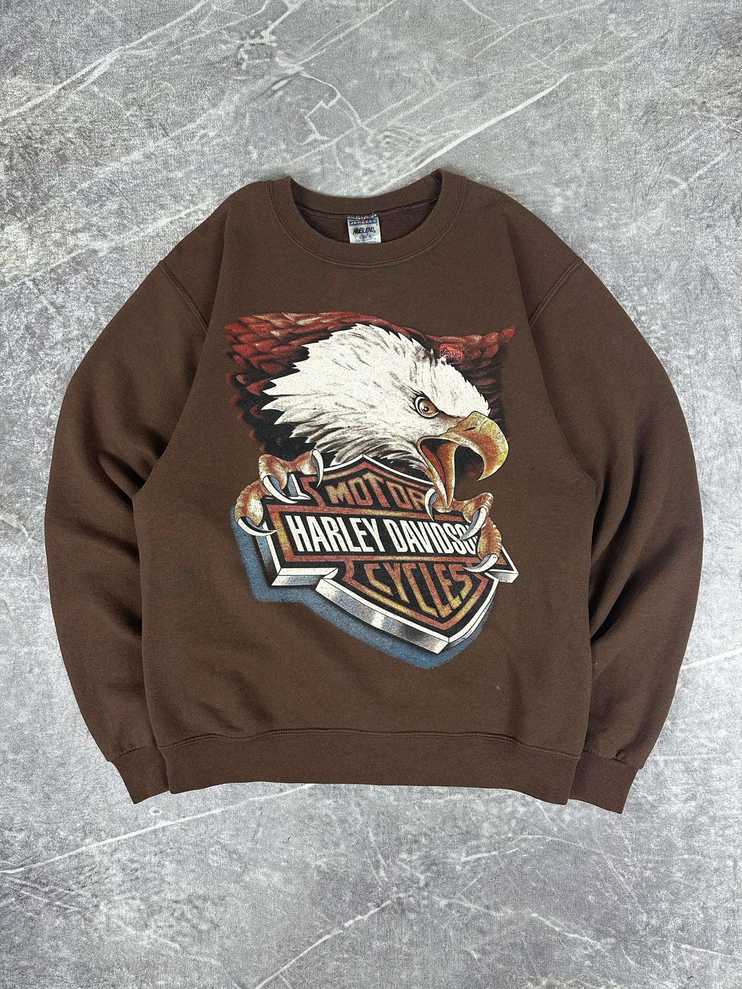 Vintage 00s Blank Harley Davidson Motorcycles Eagle 3D Emblem Reprint Sweatshirt (S)
