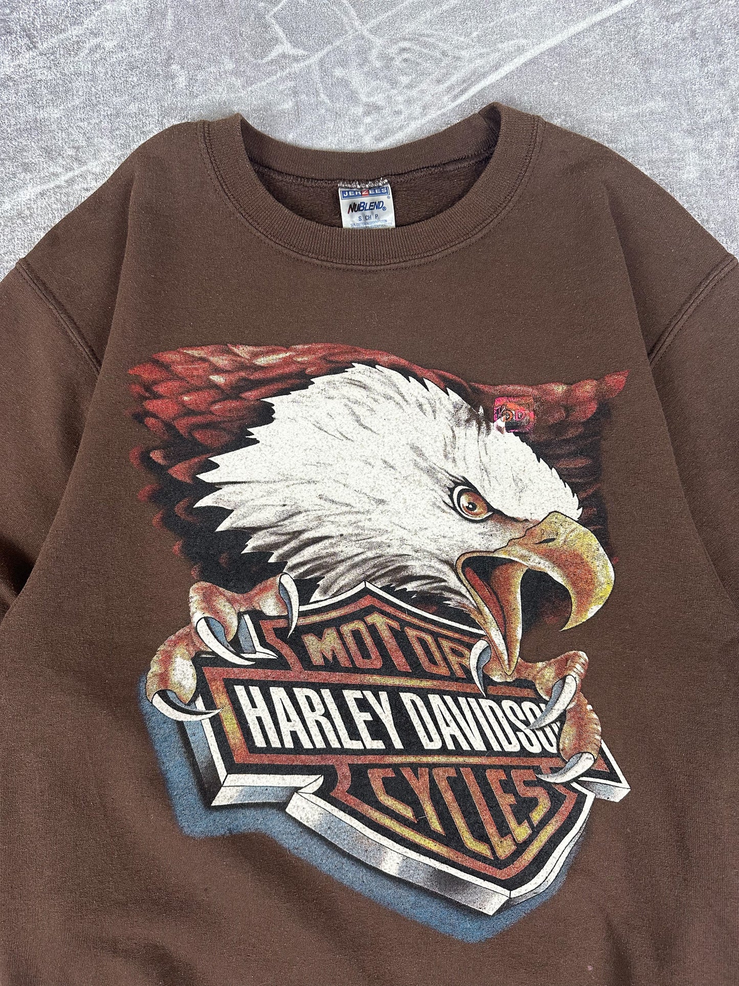 Vintage 00s Blank Harley Davidson Motorcycles Eagle 3D Emblem Reprint Sweatshirt (S)