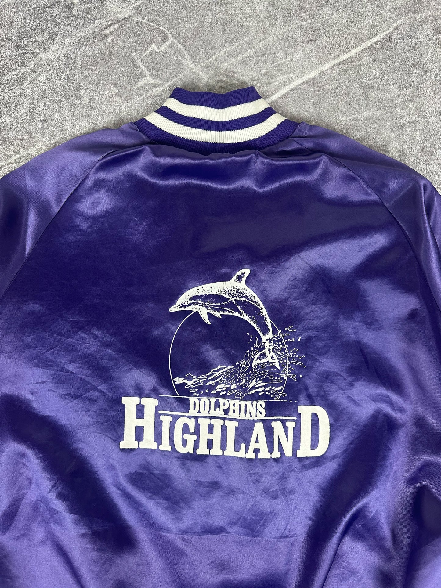 Vintage 90s Dolphins Highland Satin Varsity Jacket (XL)