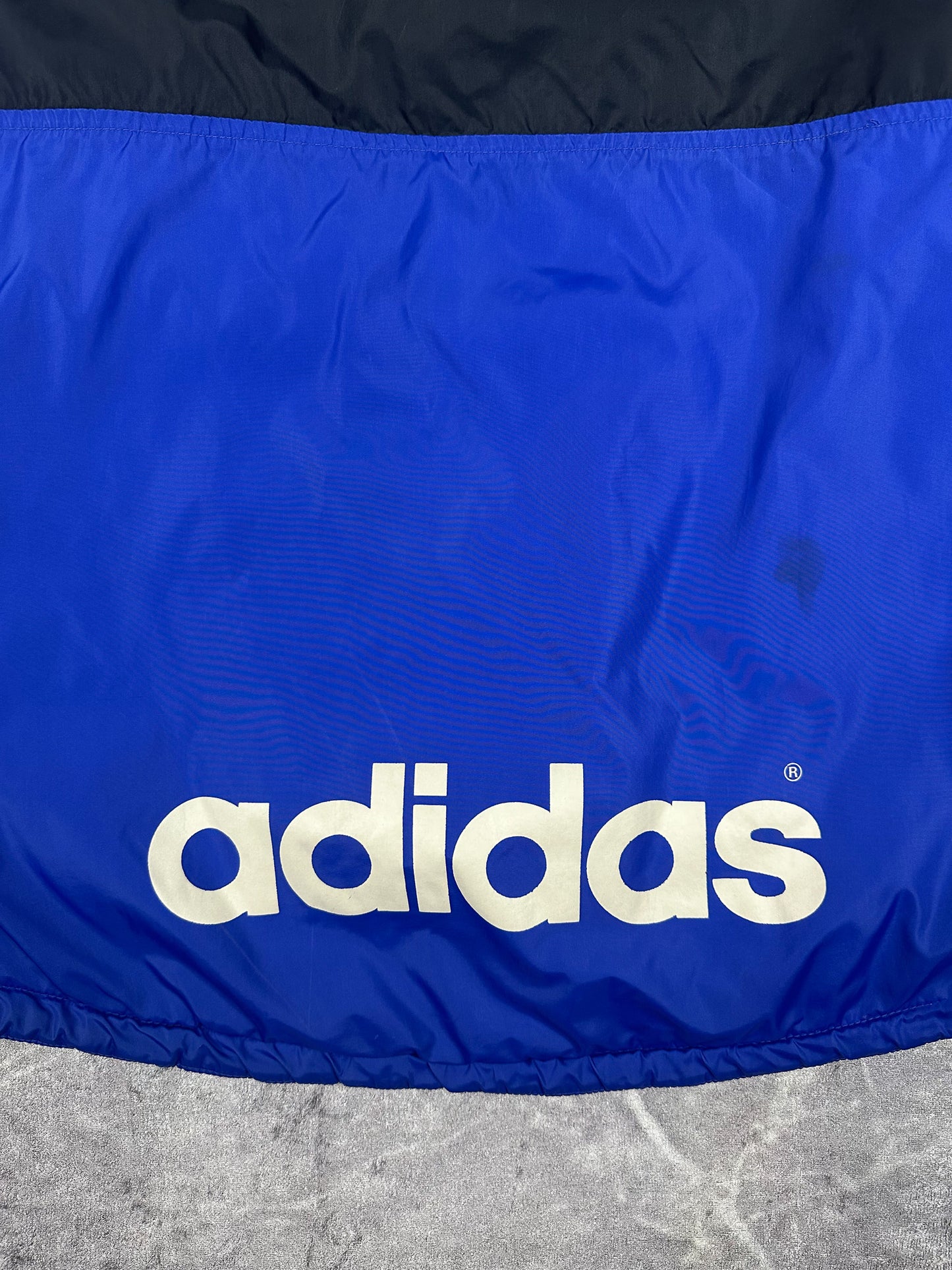 Vintage 90s Adidas Spellout 3 Stripe Trefoil Embroidered Training Parka Jacket (L)