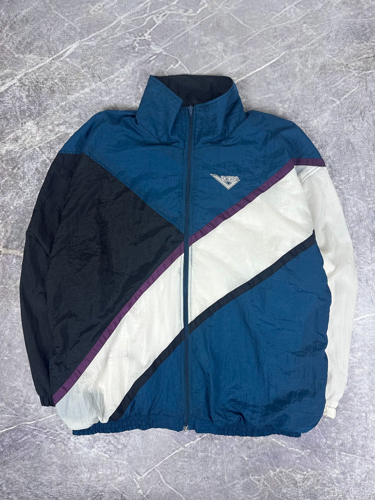 Vintage 90s Pony Colour Block Nylon Windbreaker (2XL)