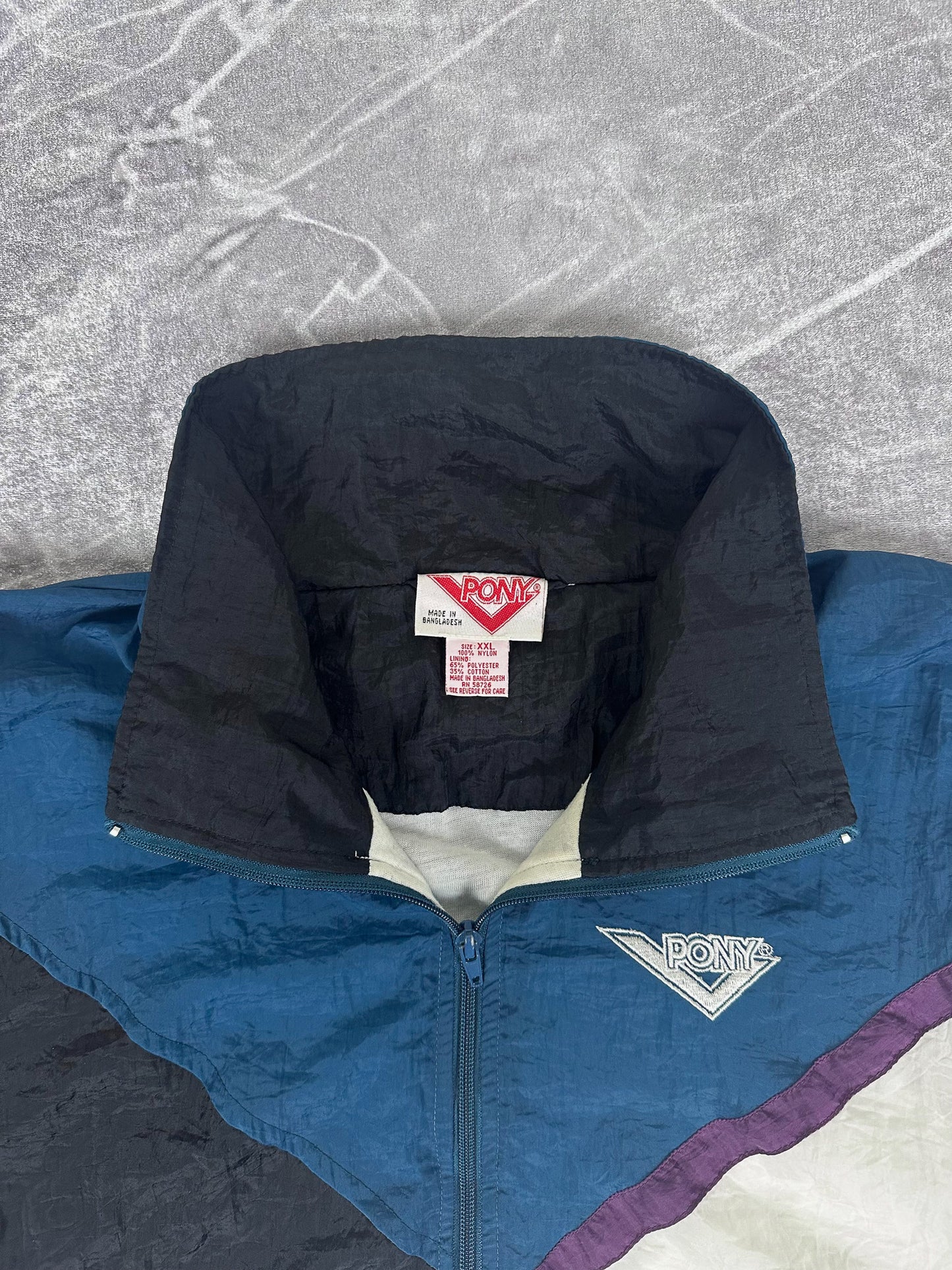 Vintage 90s Pony Colour Block Nylon Windbreaker (2XL)