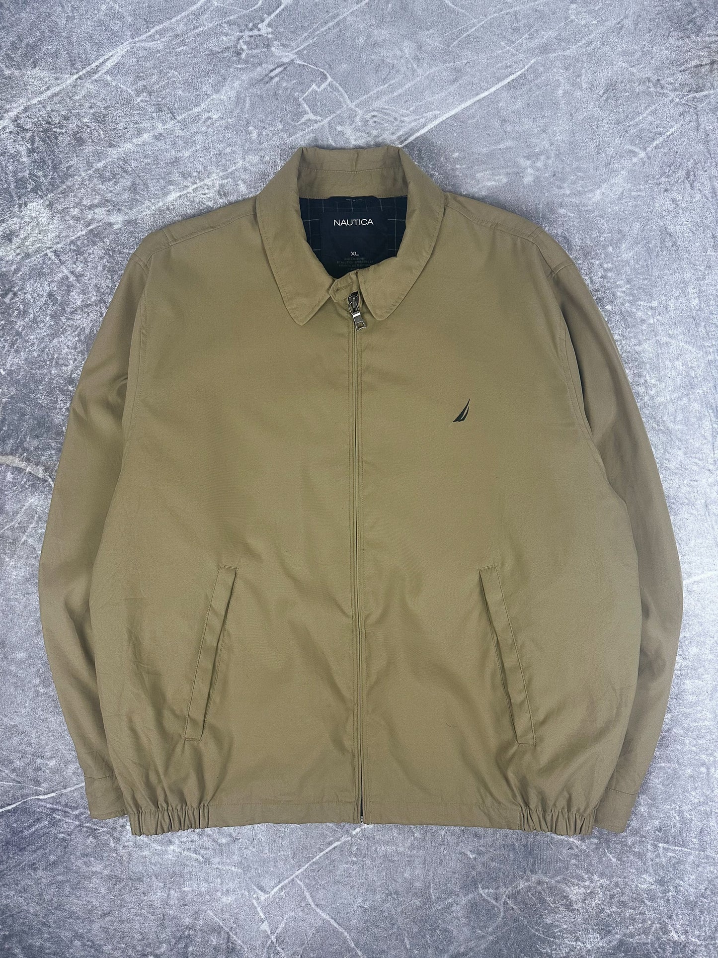 Vintage 00s Nautica Plaid Lined Embroidered Logo Harrington Jacket (XL)