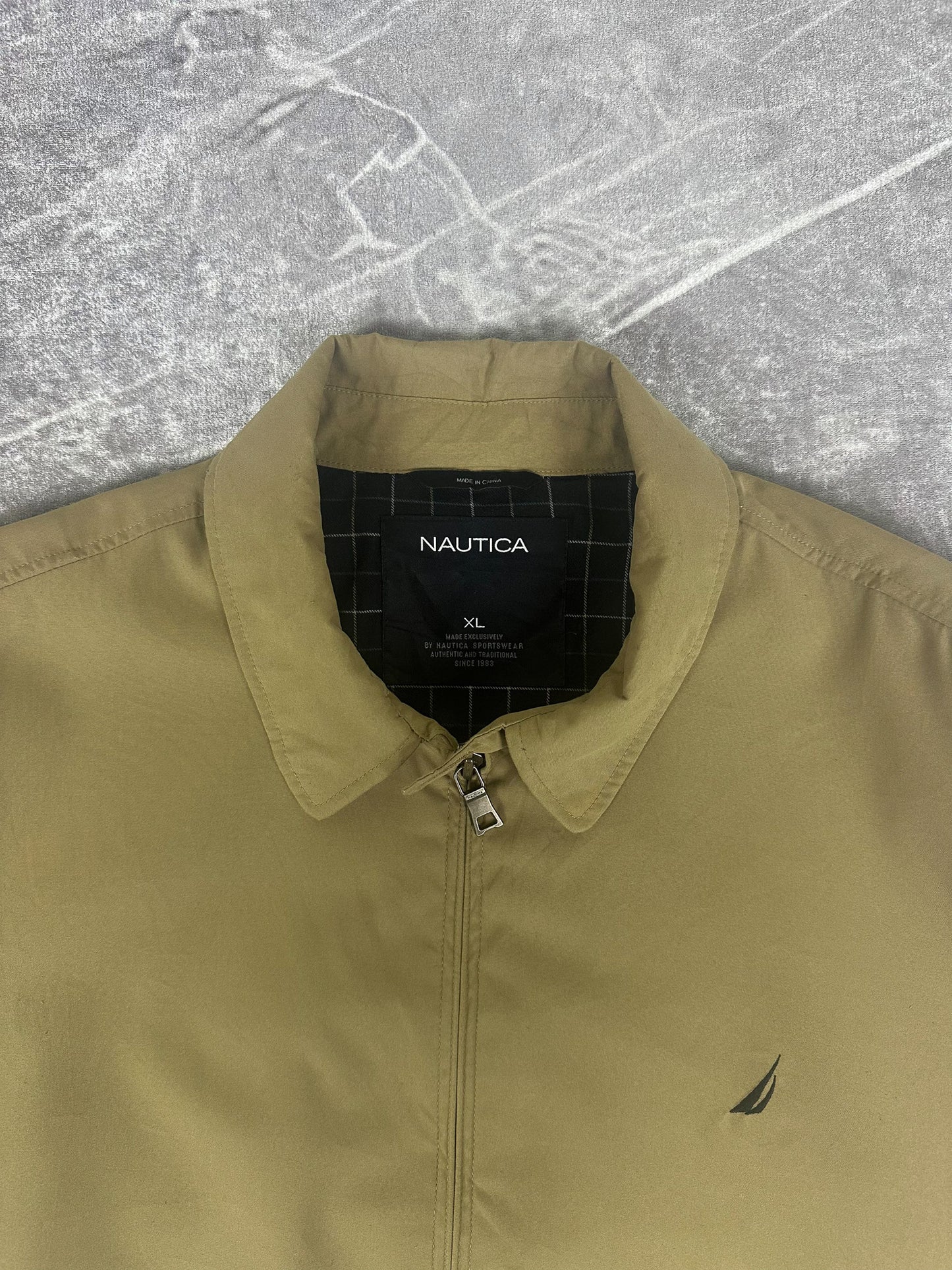 Vintage 00s Nautica Plaid Lined Embroidered Logo Harrington Jacket (XL)