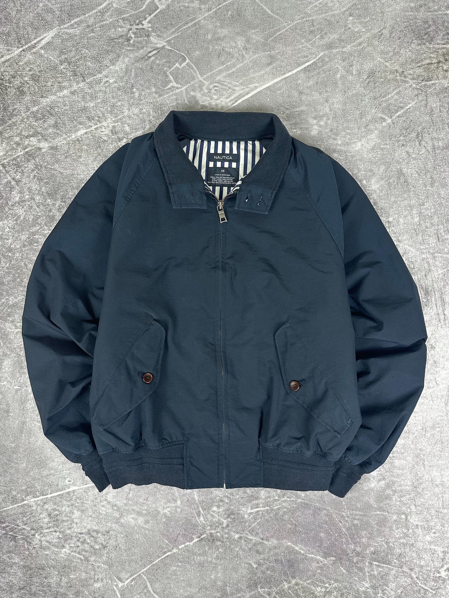 Vintage 00s Nautica Striped Lined Bomber Style Harrington Jacket (M)