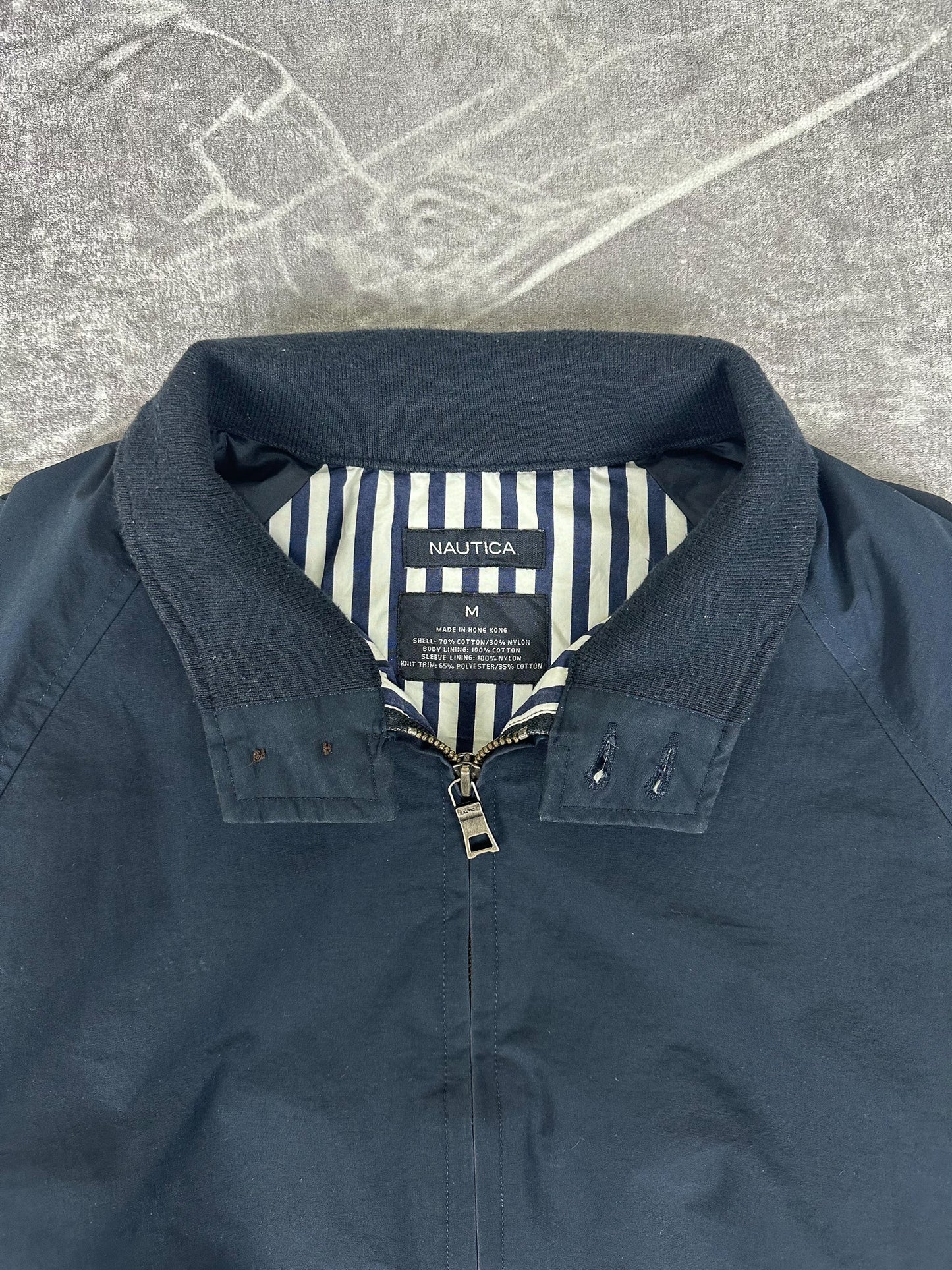 Vintage 00s Nautica Striped Lined Bomber Style Harrington Jacket (M)