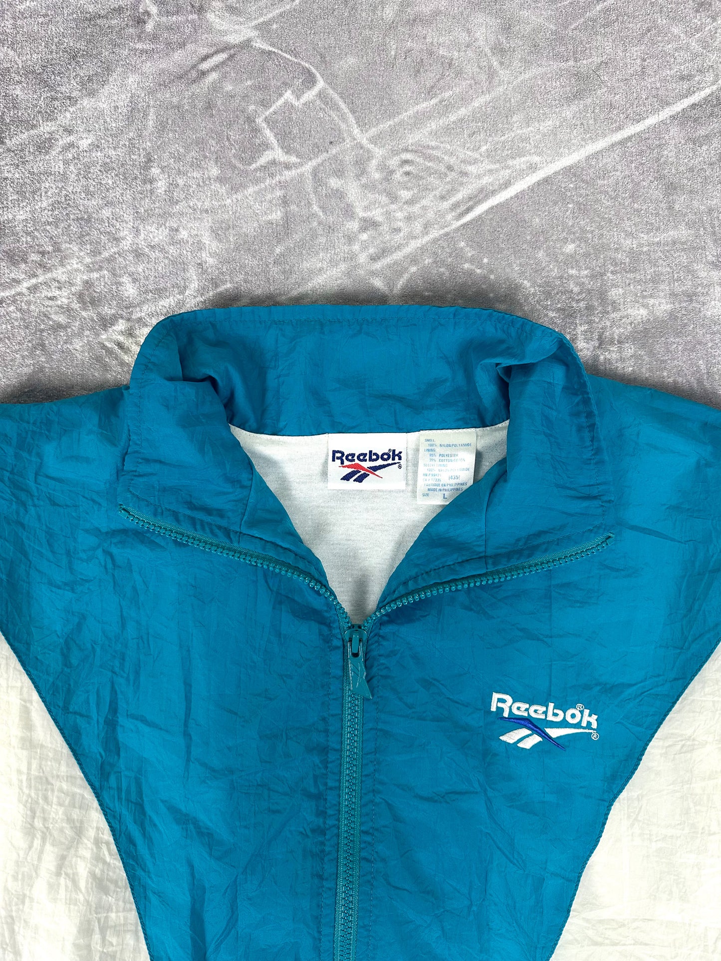 Vintage 90s Reebok Colour Block Embroidered Logo Windbreaker Jacket (L)