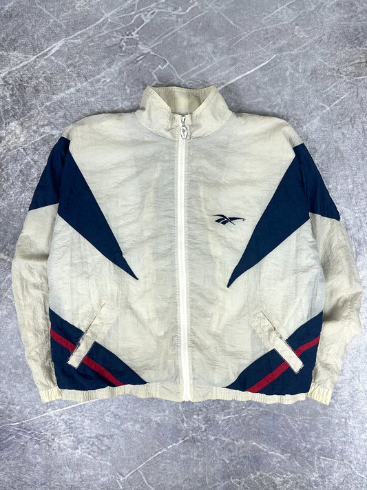 Vintage 90s Reebok Colour Block Embroidered Logo Windbreaker Jacket (XL)