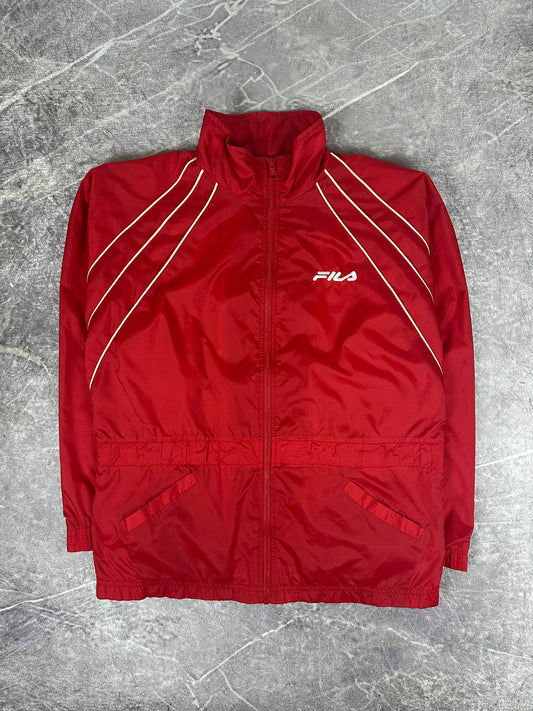 Vintage 90s Fila Embroidered Spellout Piped Windbreaker Jacket (L)