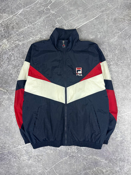 Vintage 90s Fila Embroidered Logo Spellout Colour Block Windbreaker Jacket (S)