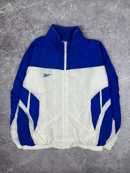 Vintage 90s Reebok Colour Block Embroidered Logo Windbreaker Jacket (XL)