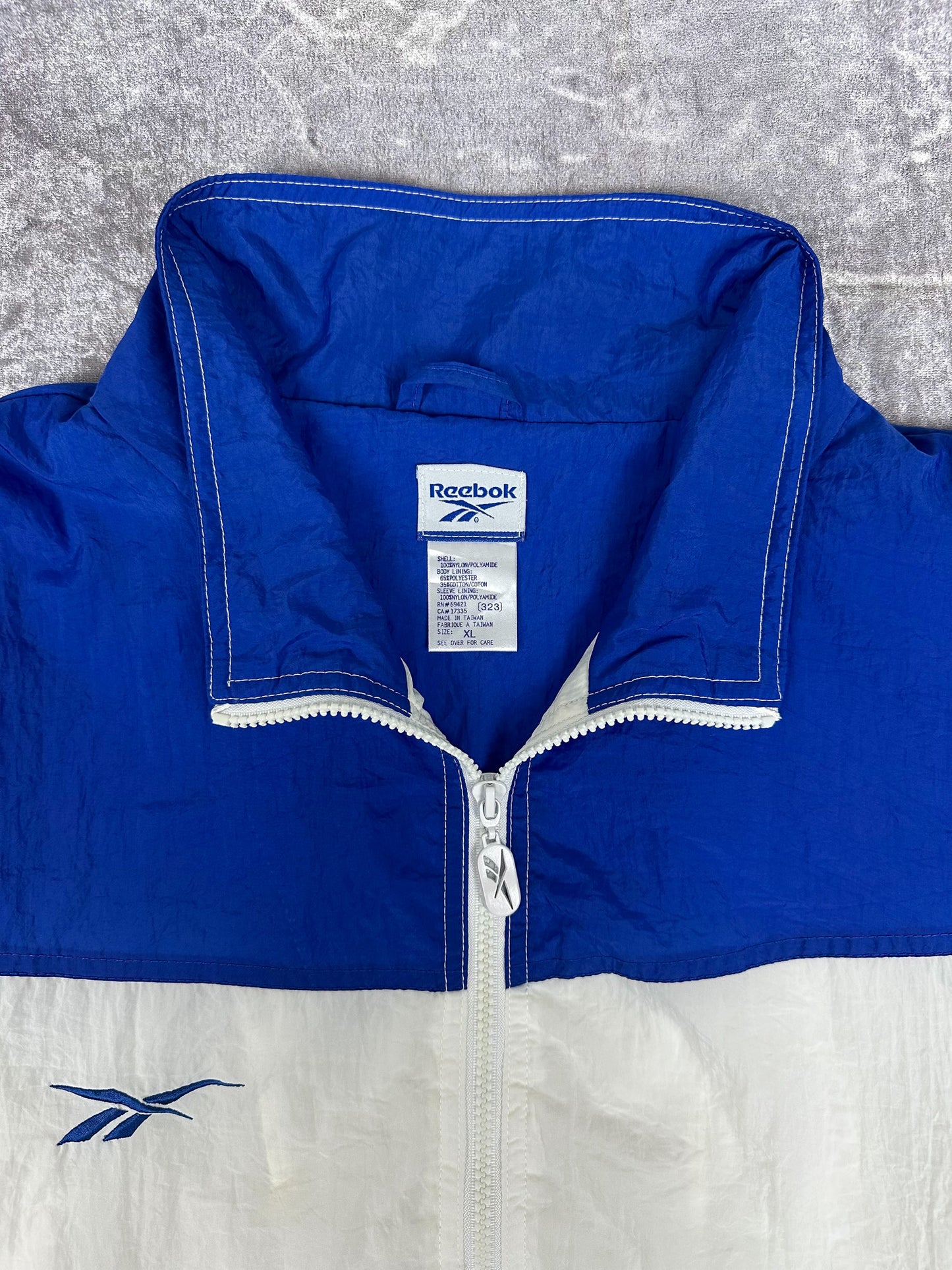 Vintage 90s Reebok Colour Block Embroidered Logo Windbreaker Jacket (XL)