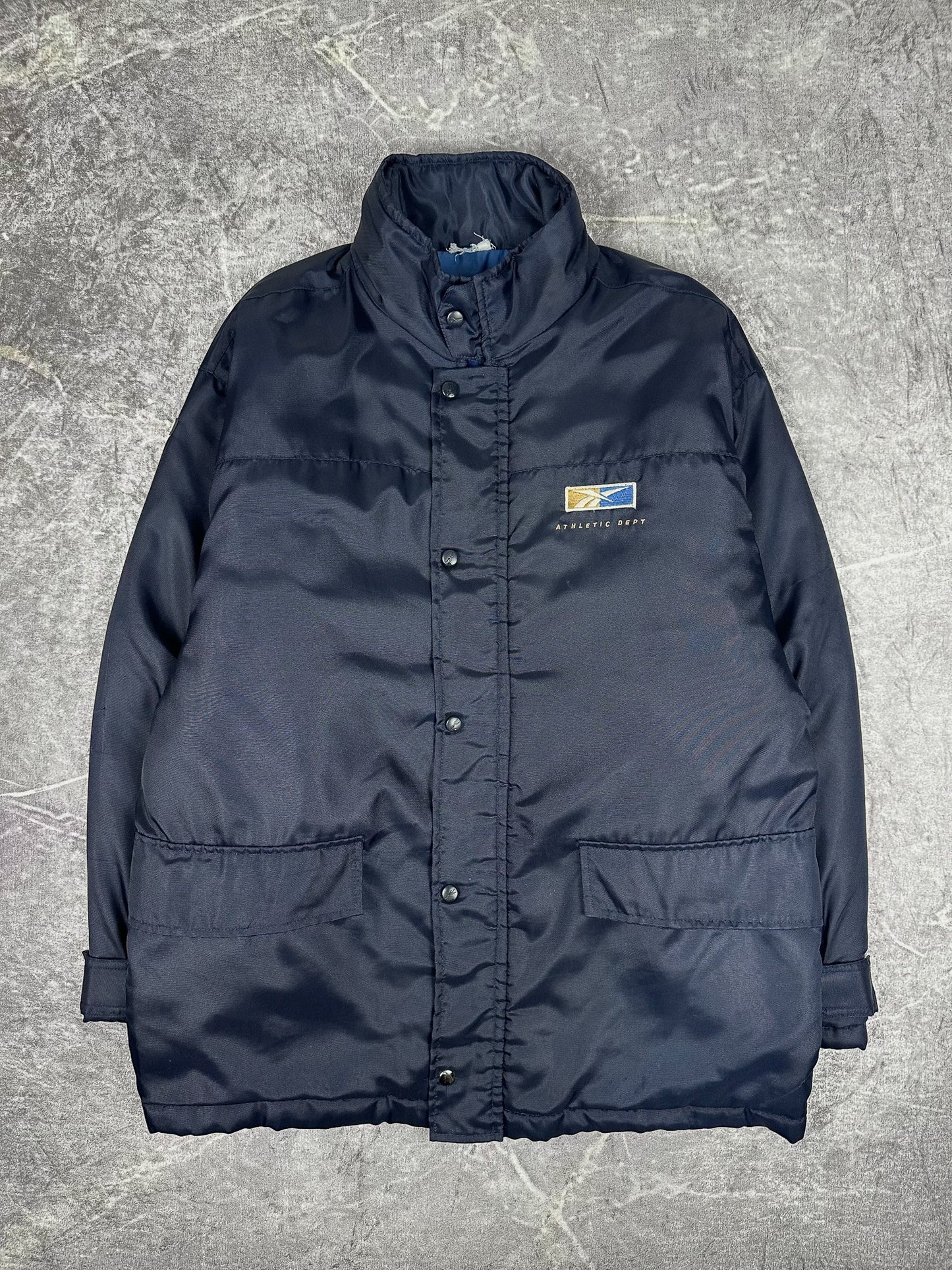 Vintage 90s Reebok Athletic Department Embroidered Trench Parka Heavy Jacket (XL)
