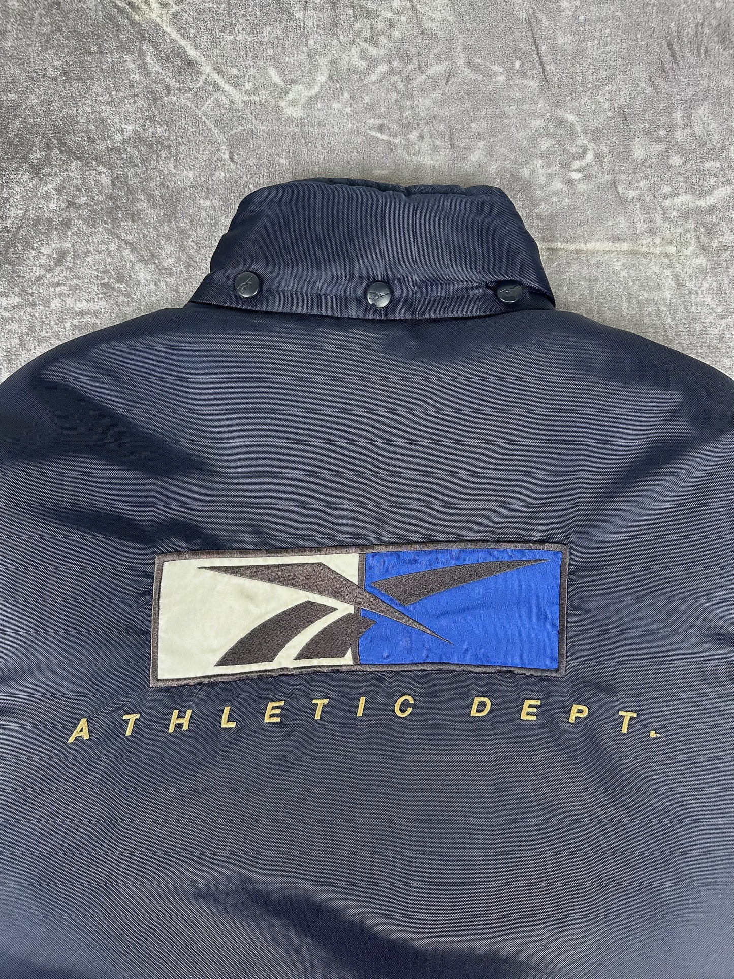 Vintage 90s Reebok Athletic Department Embroidered Trench Parka Heavy Jacket (XL)