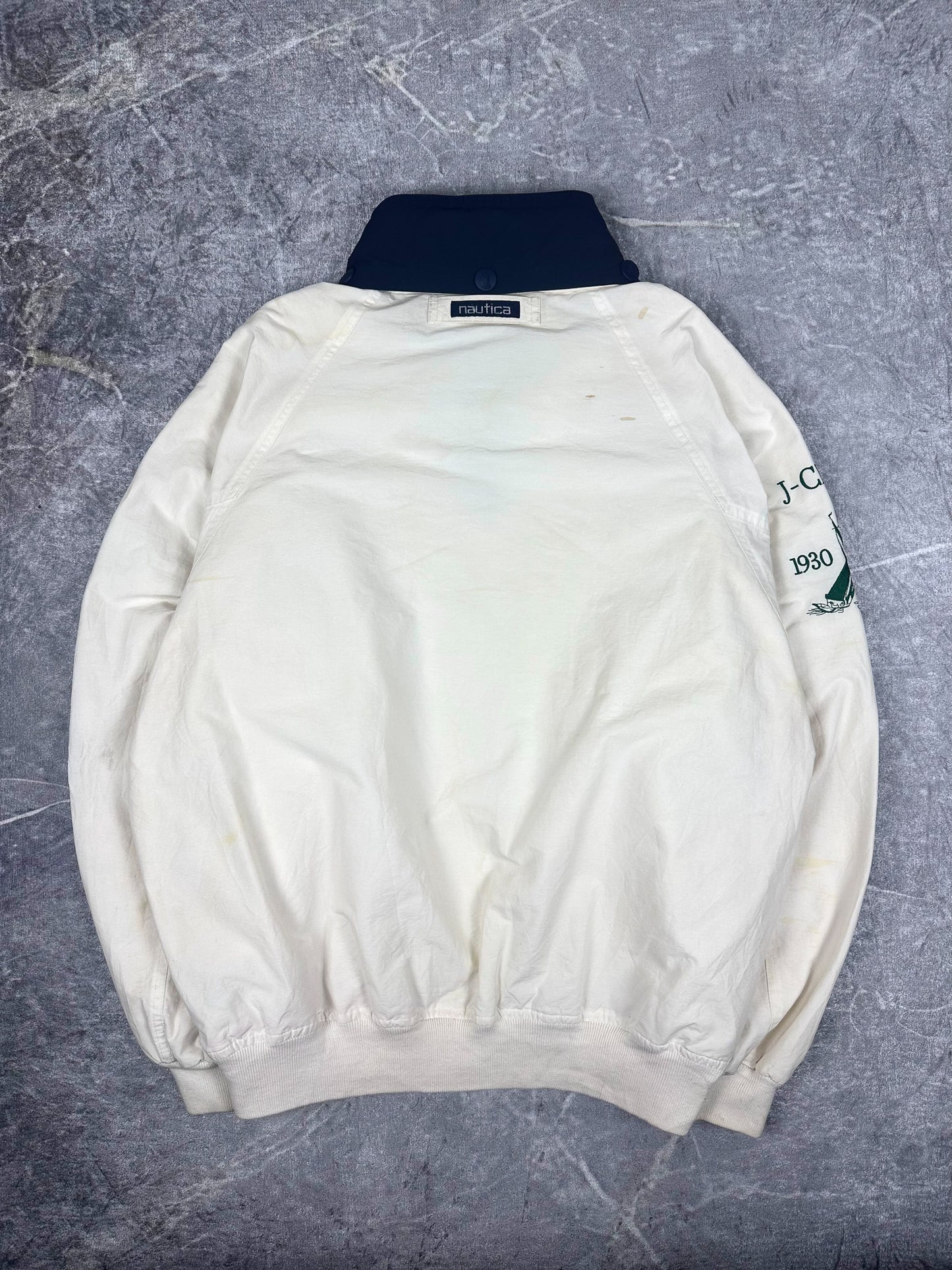 Vintage 90s Nautica Challenge J-Class Embroidered Spellout Sailing Jacket (2XL)