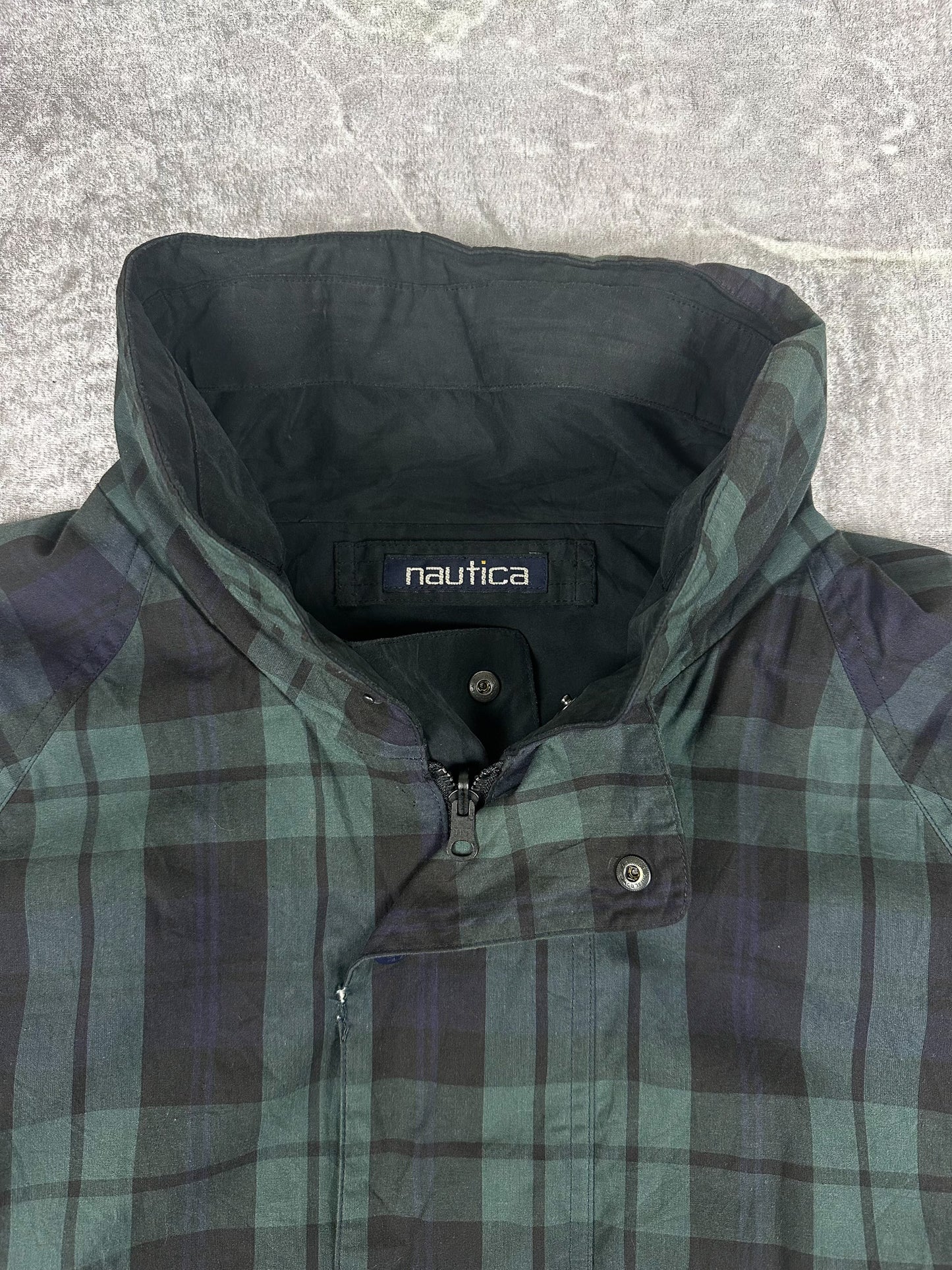 Vintage 90s Nautica Reversible Plaid Sailing Windbreaker Jacket (L)