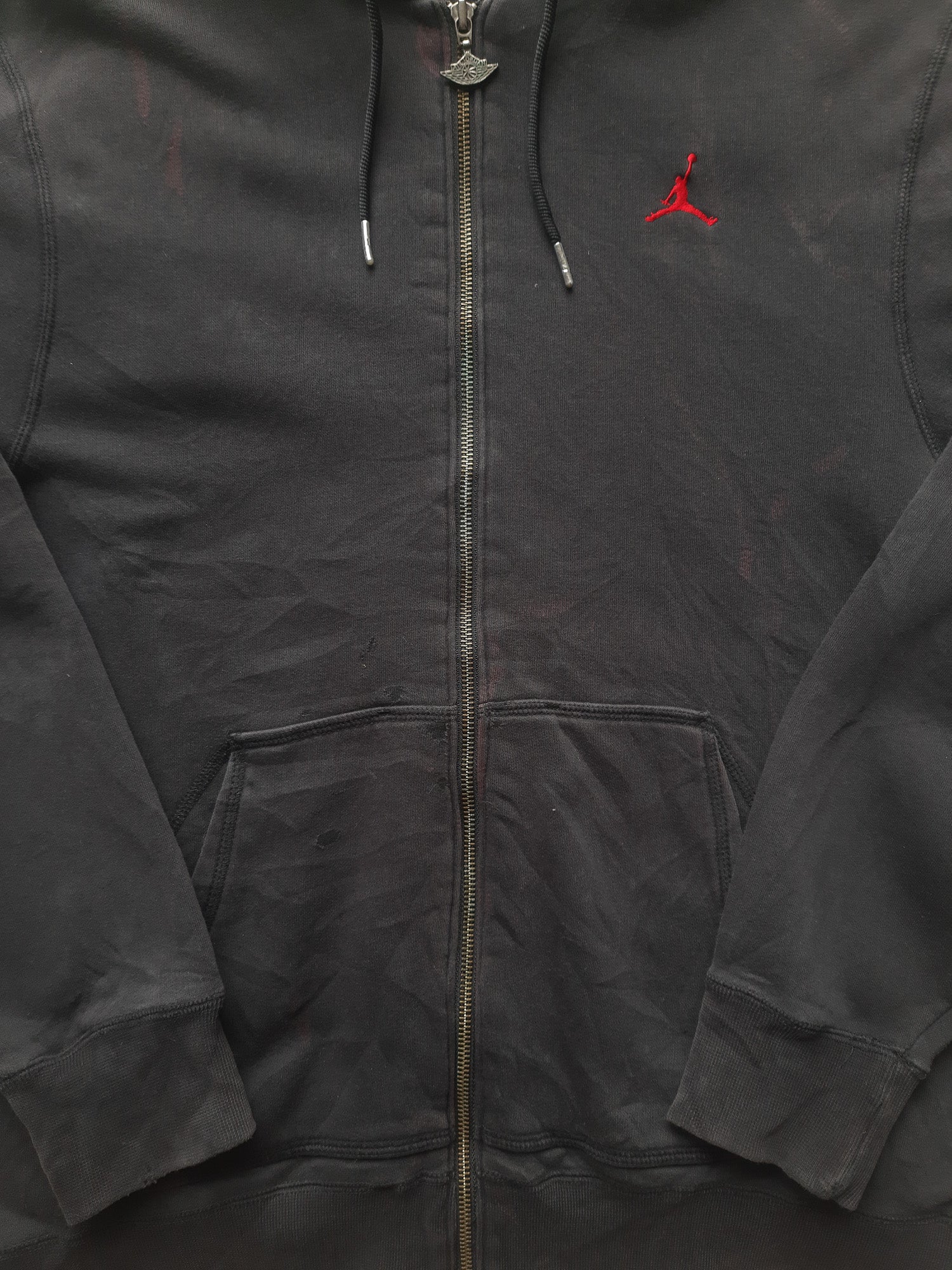 Vintage 00s Jordan Brand Embroidered Logo Zip Up Hooded Sweatshirt (M)