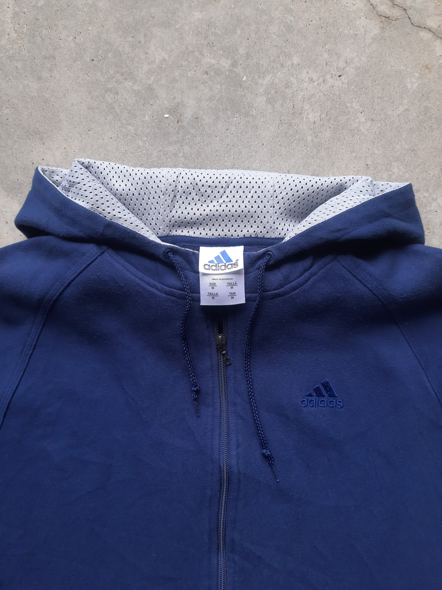 Vintage 90s Adidas Sleeve Spell Out Embroidered Logo Zip Up Heavyweight Hooded Sweatshirt (M)