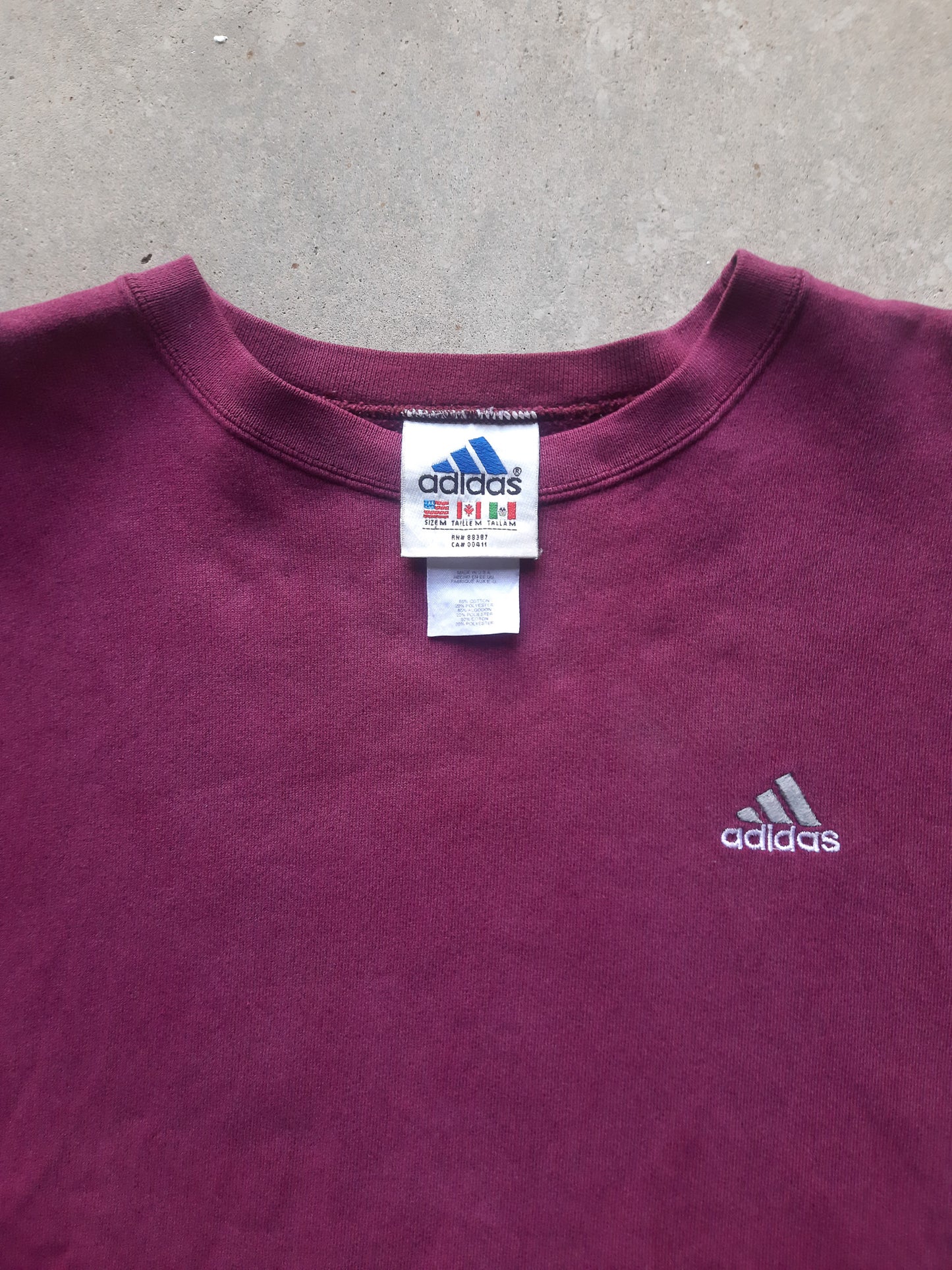 90s Adidas Drop Shoulder Striped Sleeve Embroidered Logo Heavyweight Sweatshirt (M)
