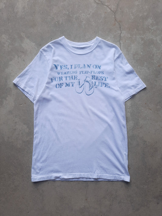 Vintage 90s Yes I Plan On Wearing Flip-Flops Statement T-Shirt (M)