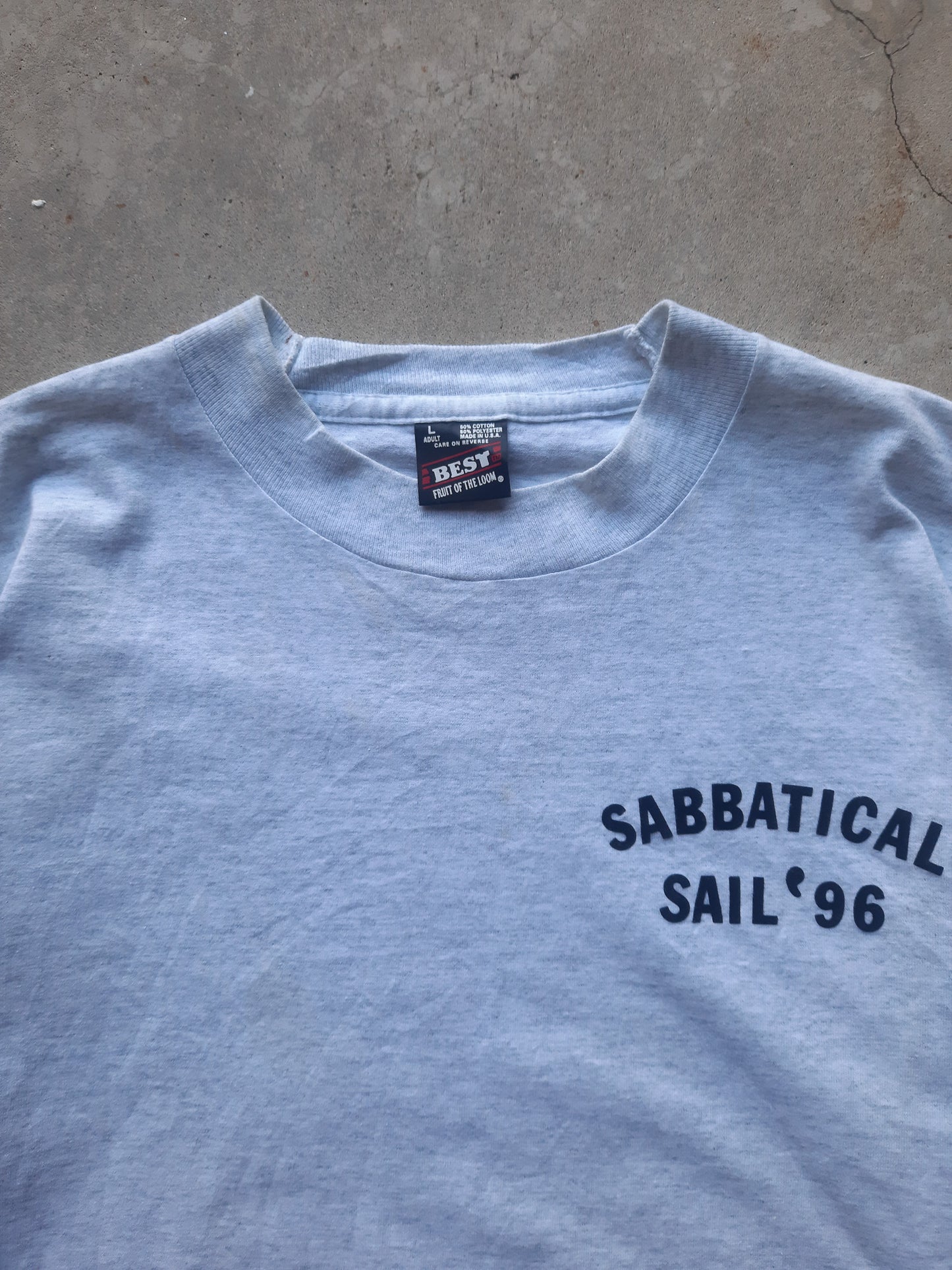 Vintage 90s Sabbatical Sail 96' Pushing 50 Is Enough Exercise Statement T-Shirt (L)