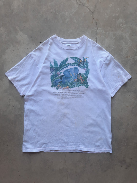 Vintage 1987 Jim Morris Protect Elephants Ban Ivory Poaching Environmental T-Shirt (XL)