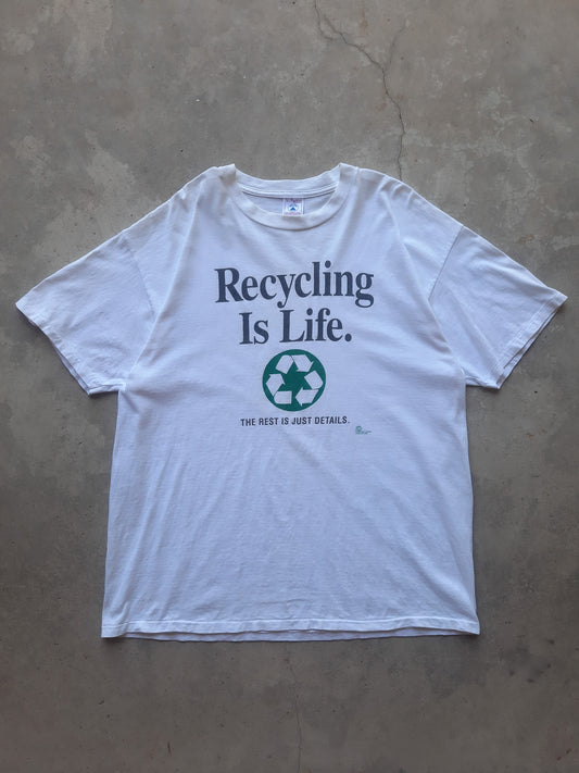 Vintage 90s Recycling Is Life The Rest Is Just Details Earth Nature Liberation T-Shirt (XL)