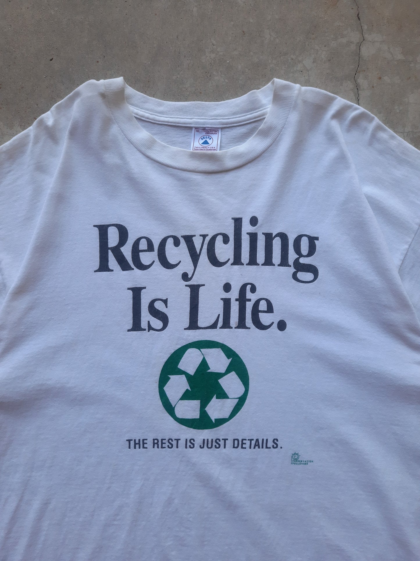 Vintage 90s Recycling Is Life The Rest Is Just Details Earth Nature Liberation T-Shirt (XL)