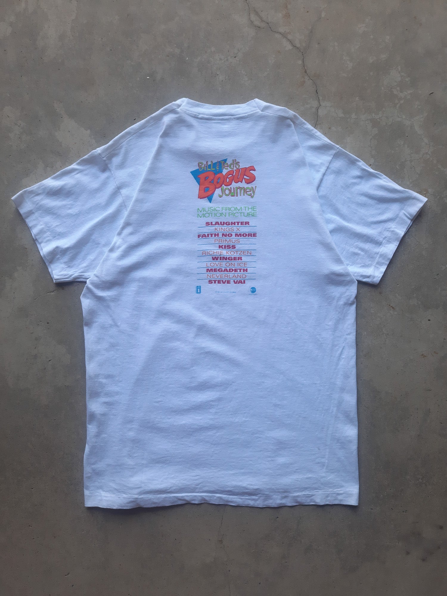 Vintage 1991 Interscope Records Bill & Ted's Bogus Journey Movie Soundtrack T-Shirt (XL)