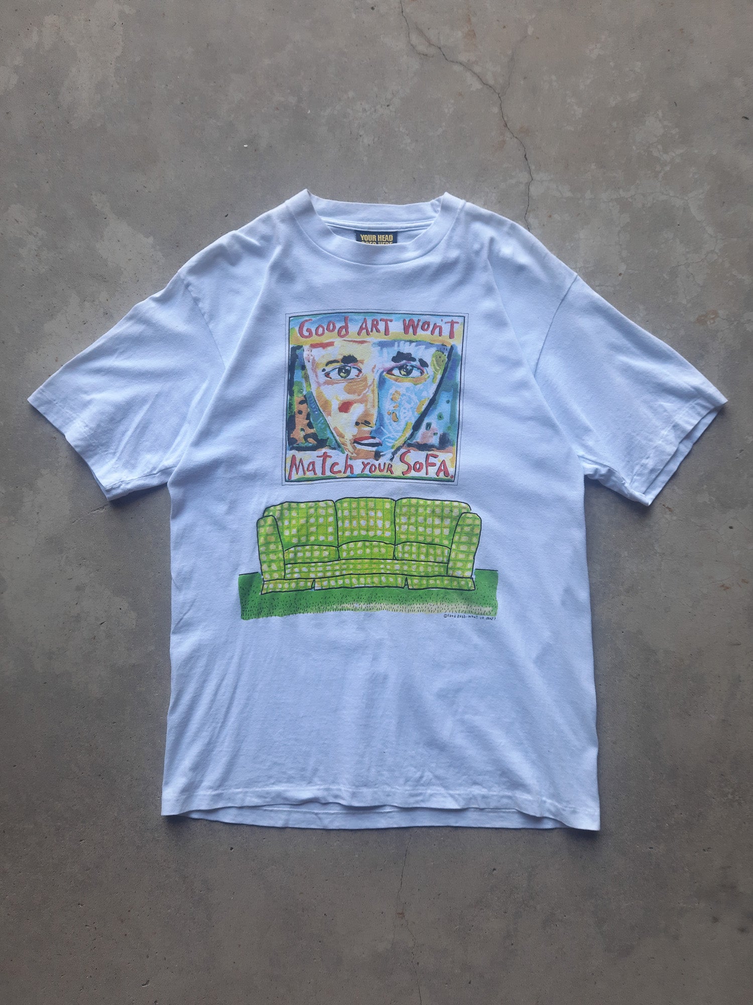 Vintage 90s Fred Babb 'Good Art Won't Match Your Sofa' Art T-Shirt (L)