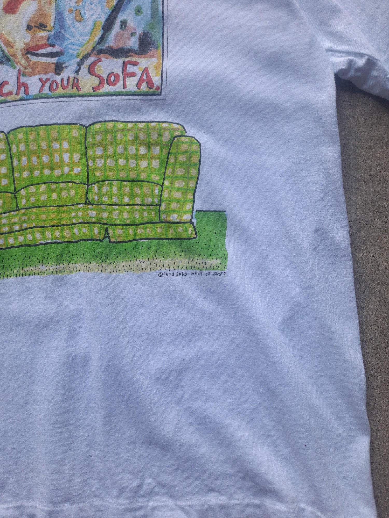 Vintage 90s Fred Babb 'Good Art Won't Match Your Sofa' Art T-Shirt (L)