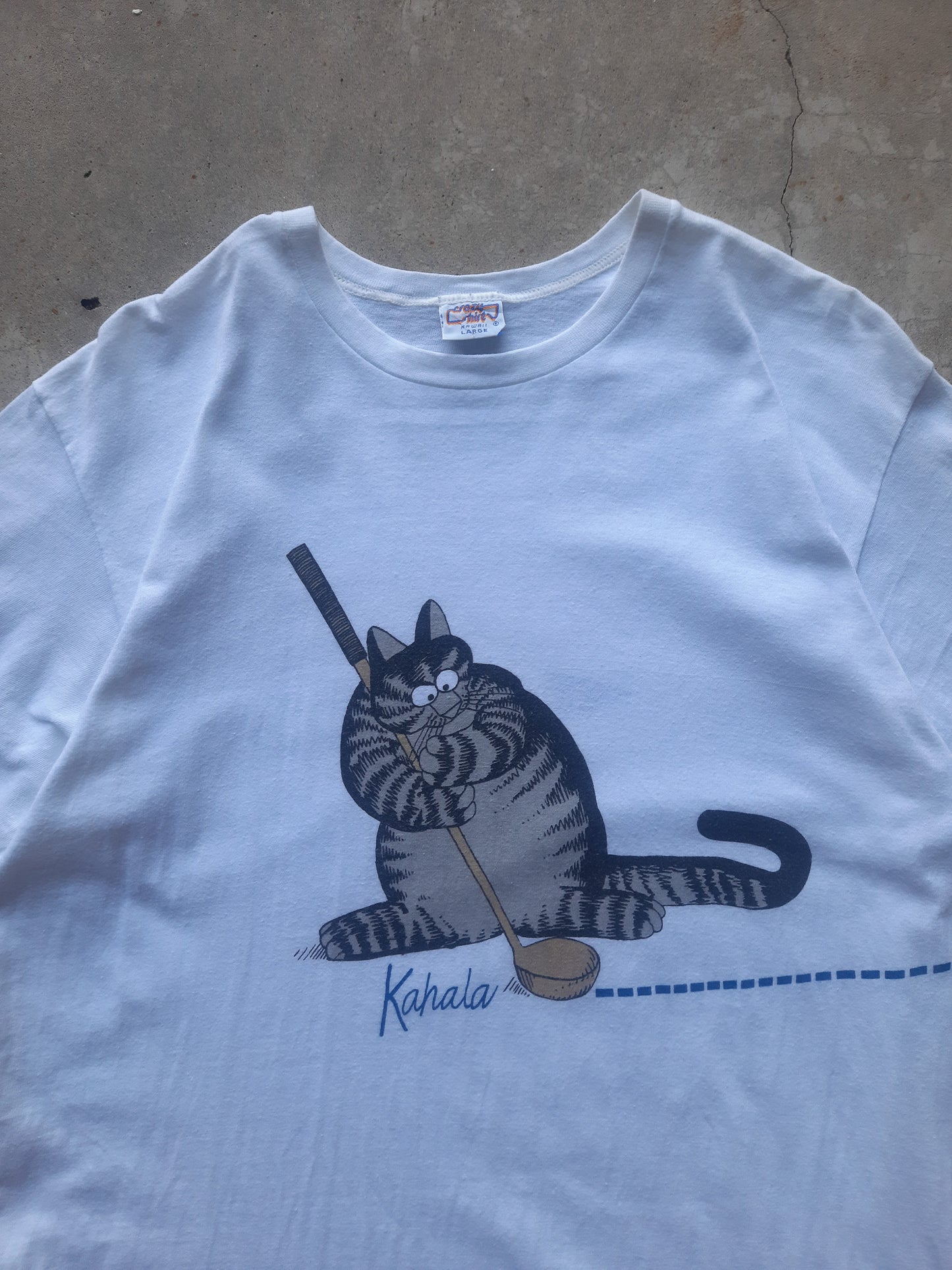 Vintage 90's Crazy Shirts Hawaii B Kliban Kahala Fat Cat Golfing Mouse Wrap Around T-Shirt (L)
