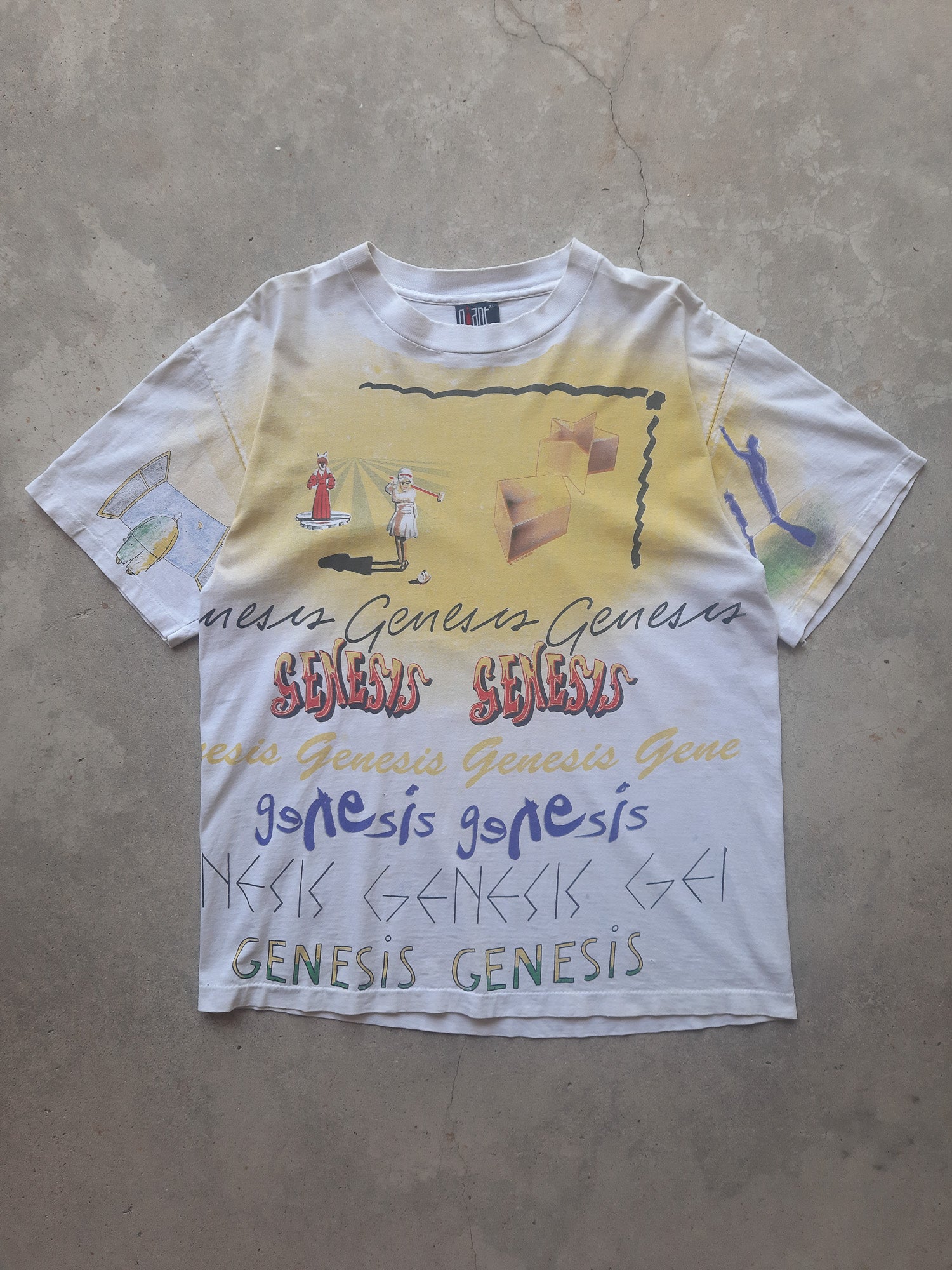 Vintage 1992 Genesis We Can't Dance Tour 92' All Over Print T-Shirt (XL)