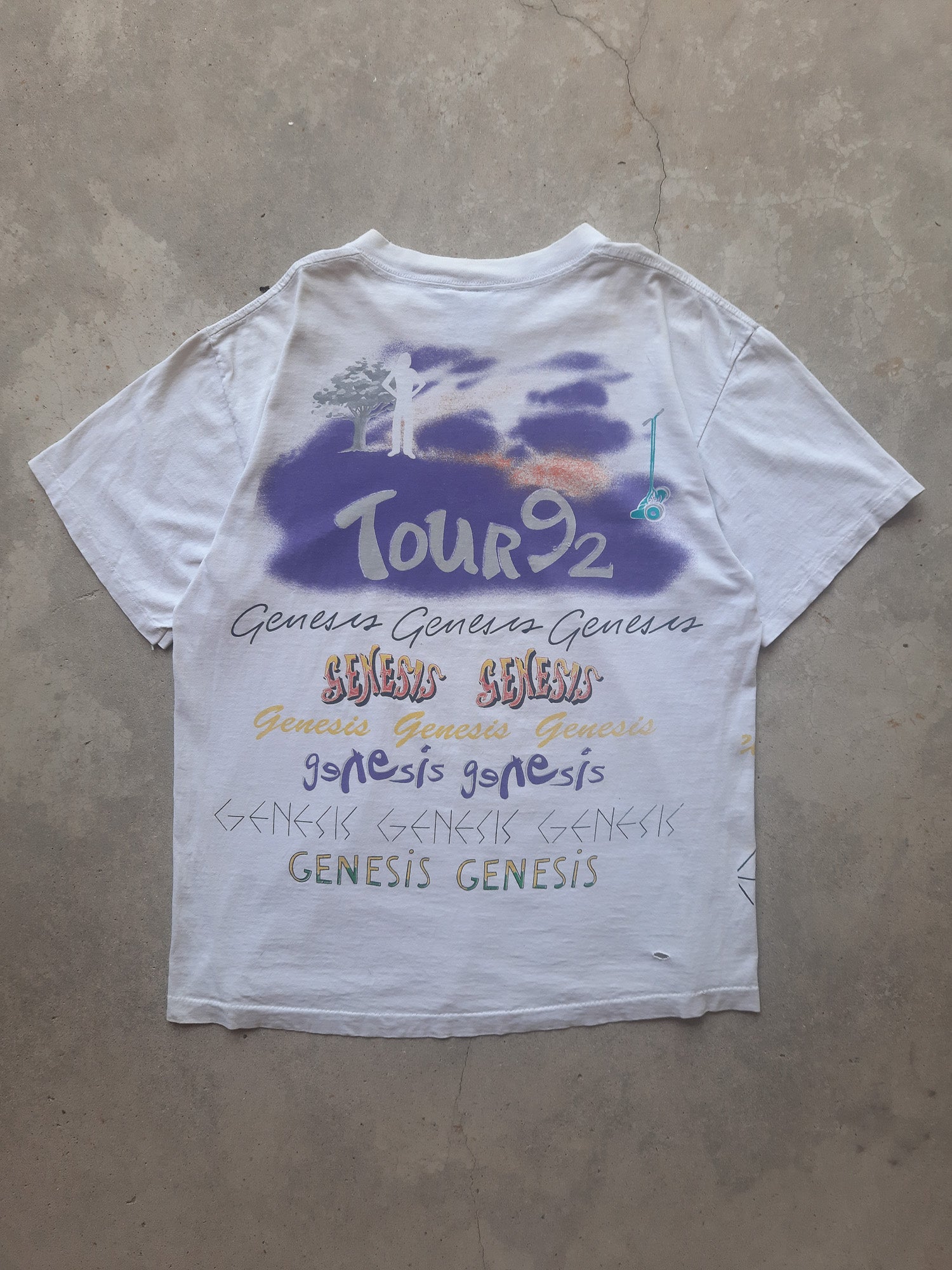 Vintage 1992 Genesis We Can't Dance Tour 92' All Over Print T-Shirt (XL)