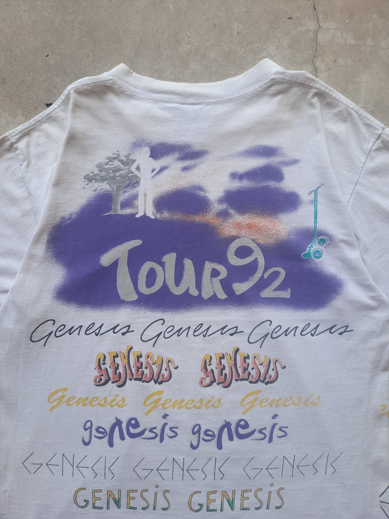 Vintage 1992 Genesis We Can't Dance Tour 92' All Over Print T-Shirt (XL)