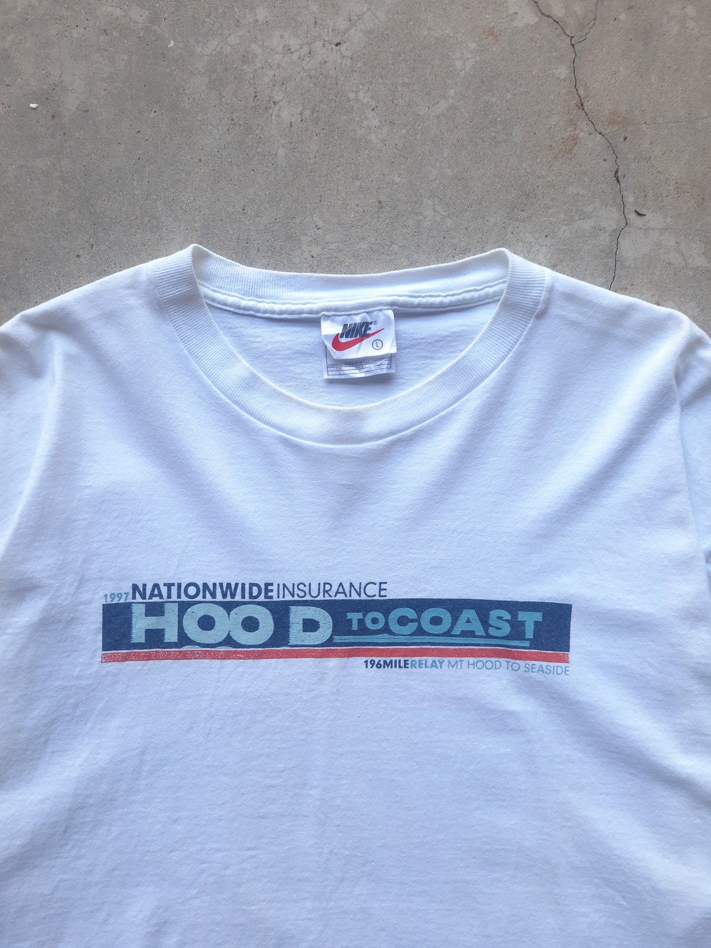 Vintage 1997 Nike Nationwide Insurance 'Hood to Coast' 196 Mile Relay T-Shirt (L)