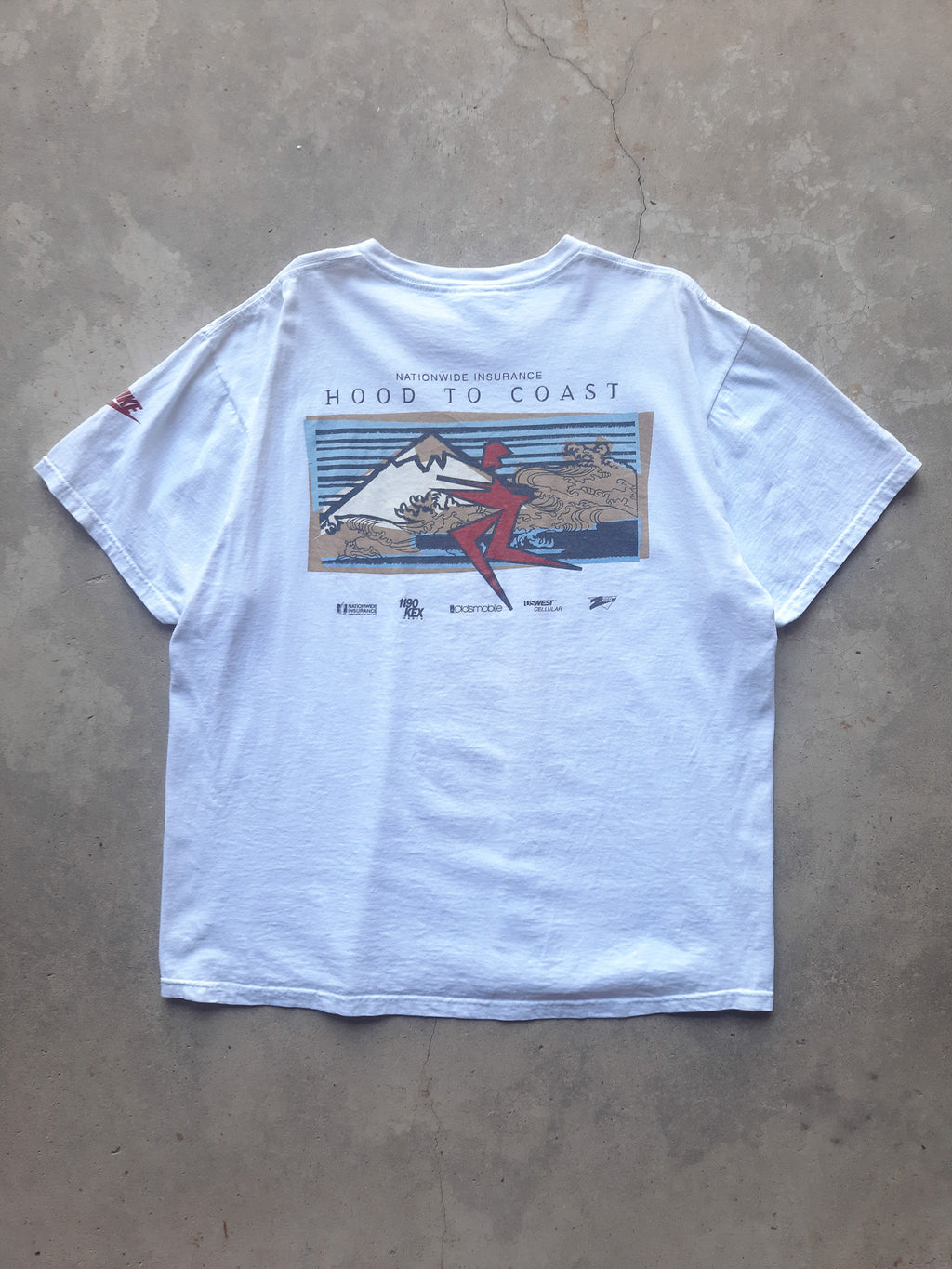 Vintage 1995 Nike Nationwide Insurance 'Hood to Coast' 196 Mile Relay T-Shirt (L)