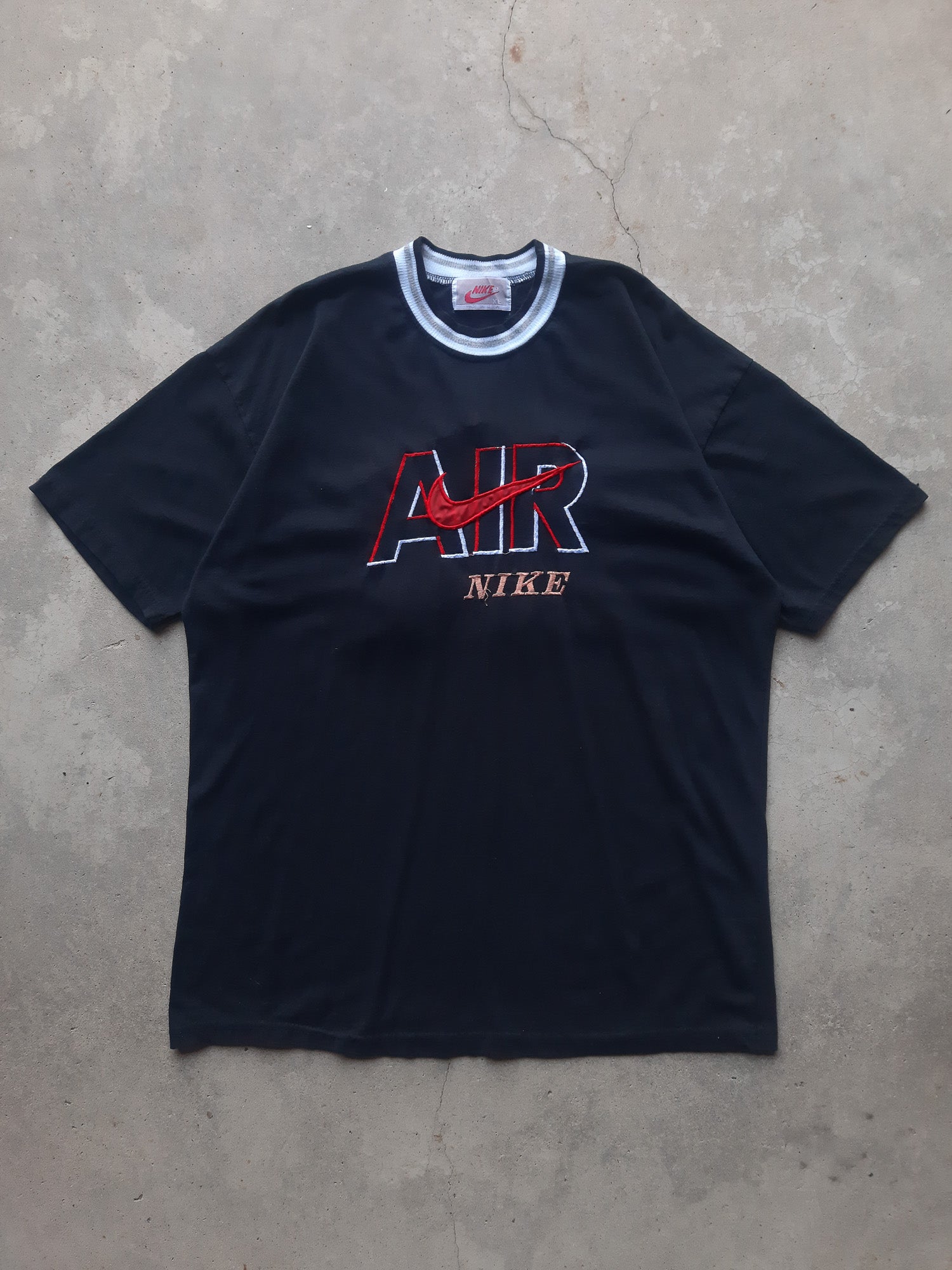 Vintage 90s Nike Air Embroidered Logo Spellout Swoosh Bootleg T-Shirt (XL)