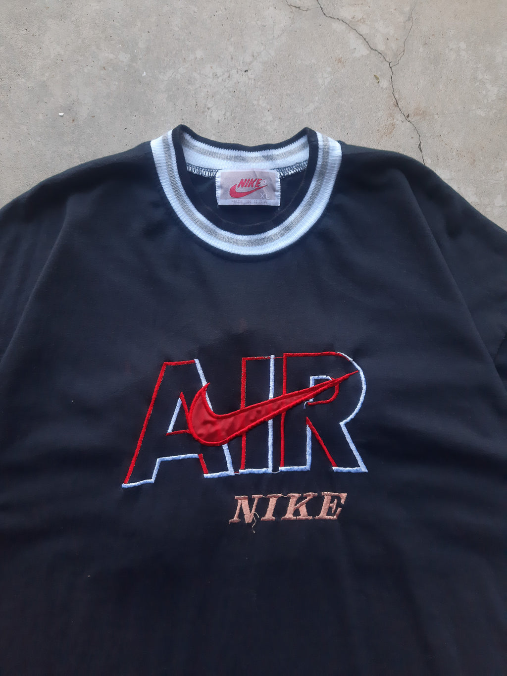 Vintage 90s Nike Air Embroidered Logo Spellout Swoosh Bootleg T-Shirt (XL)
