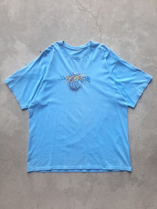 Vintage 00s Nike Basketball Centre Swoosh 'Hoops' Graffiti T-Shirt (XL)