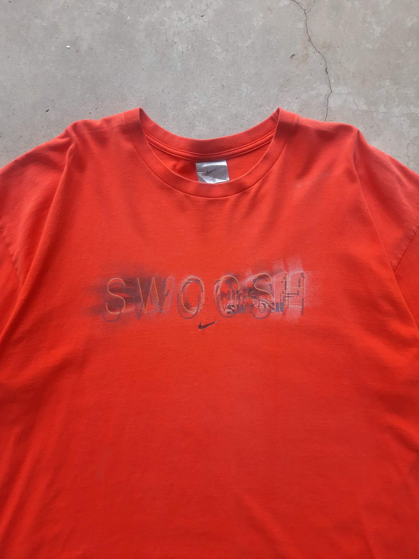 Vintage 00s Nike 3D SWOOSH Spellout Y2K Graphic T-Shirt (XL)