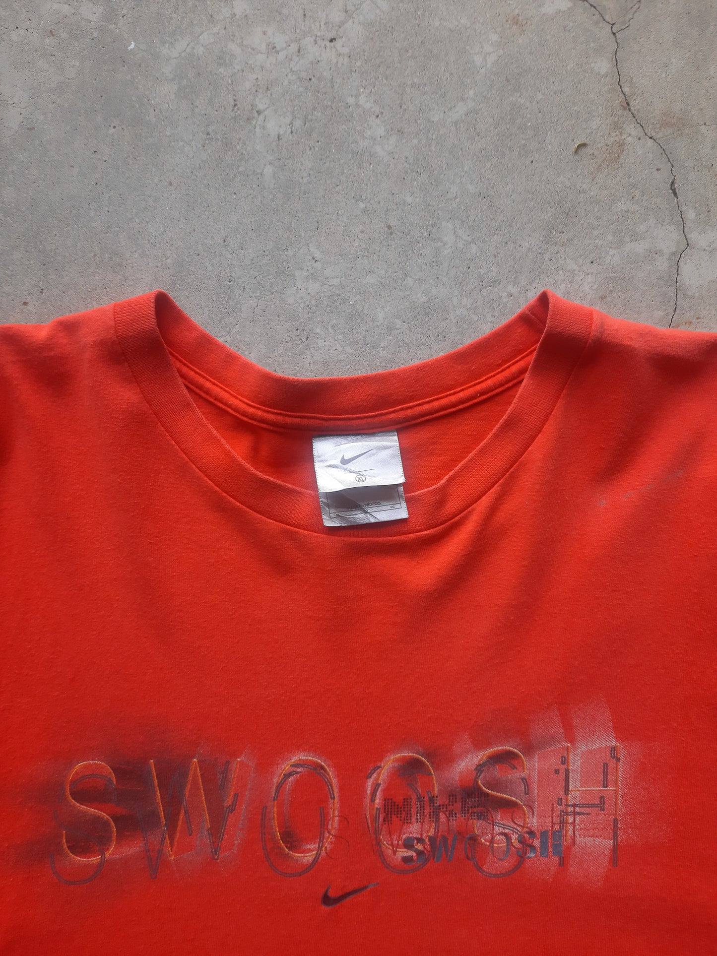 Vintage 00s Nike 3D SWOOSH Spellout Y2K Graphic T-Shirt (XL)