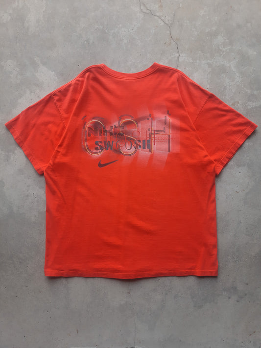 Vintage 00s Nike 3D SWOOSH Spellout Y2K Graphic T-Shirt (XL)