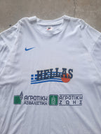 Vintage 90s Nike Greece Hellas Olympics Basketball Small Swoosh T-Shirt (XL)