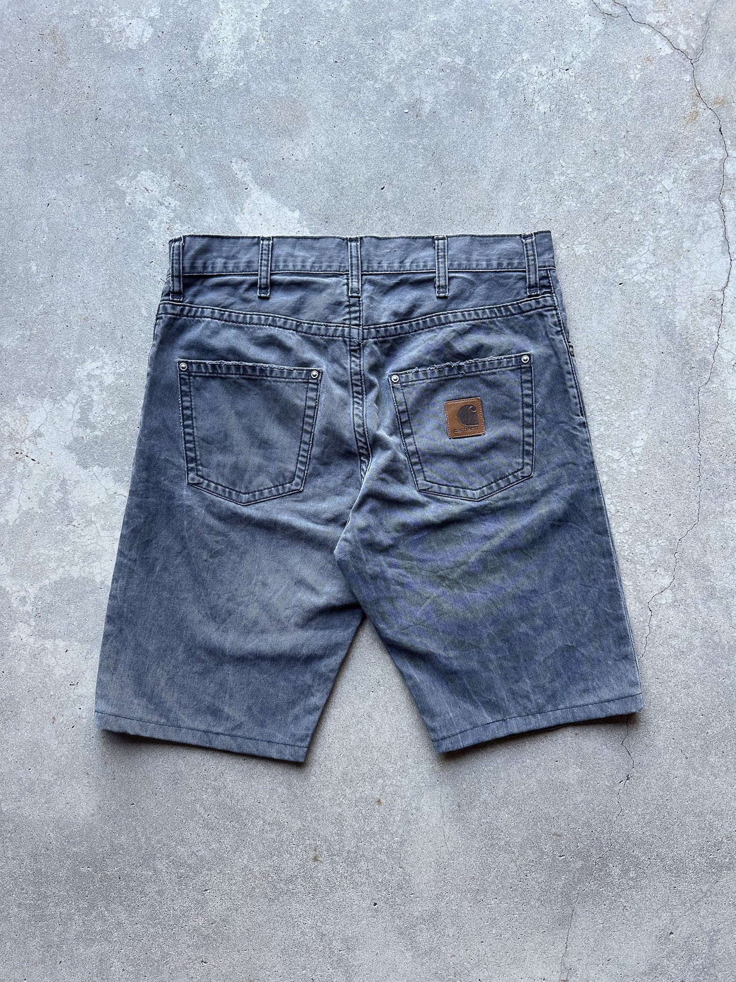 Preloved Carhartt Slim Pant Denim Upcycled Reworked Workwear Shorts (32)