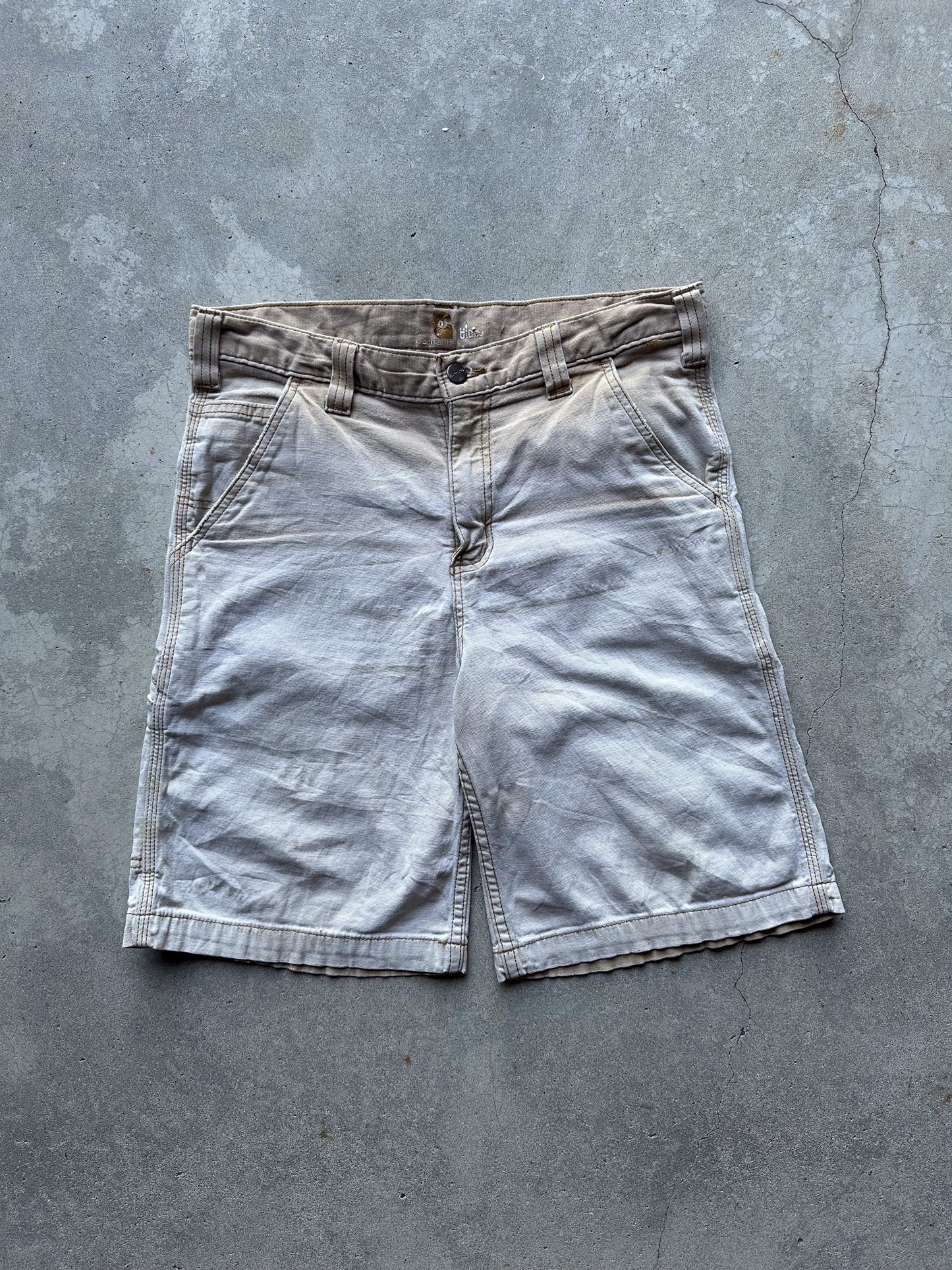 Preloved Carhartt Rugged Flex Relaxed Fit Canvas Carpenter Workwear Shorts (32)