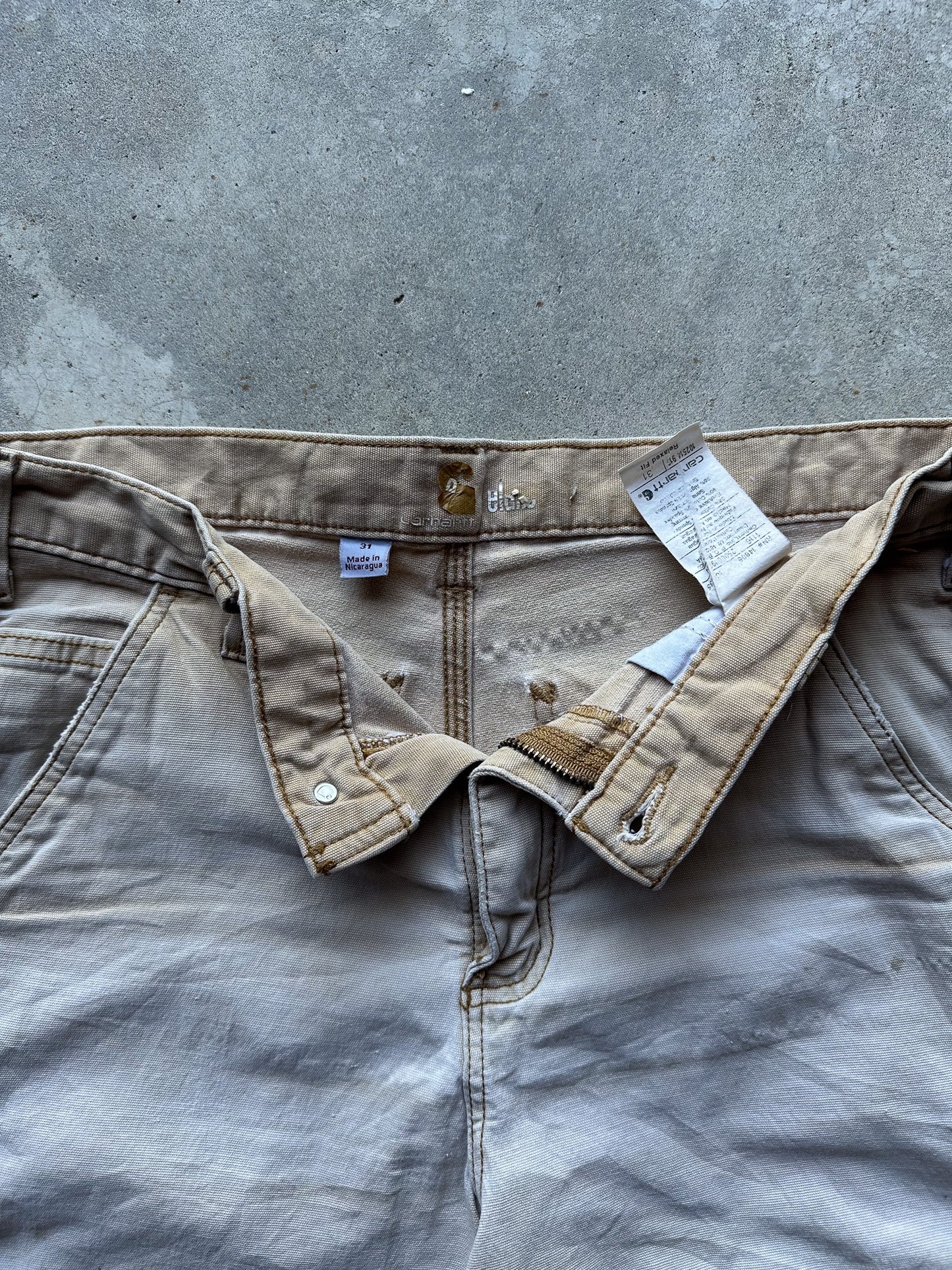Preloved Carhartt Rugged Flex Relaxed Fit Canvas Carpenter Workwear Shorts (32)